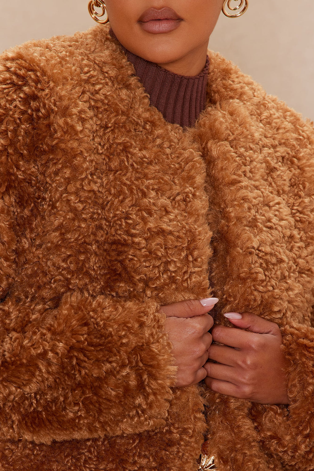 Arden Sherpa Fur Jacket - Camel 