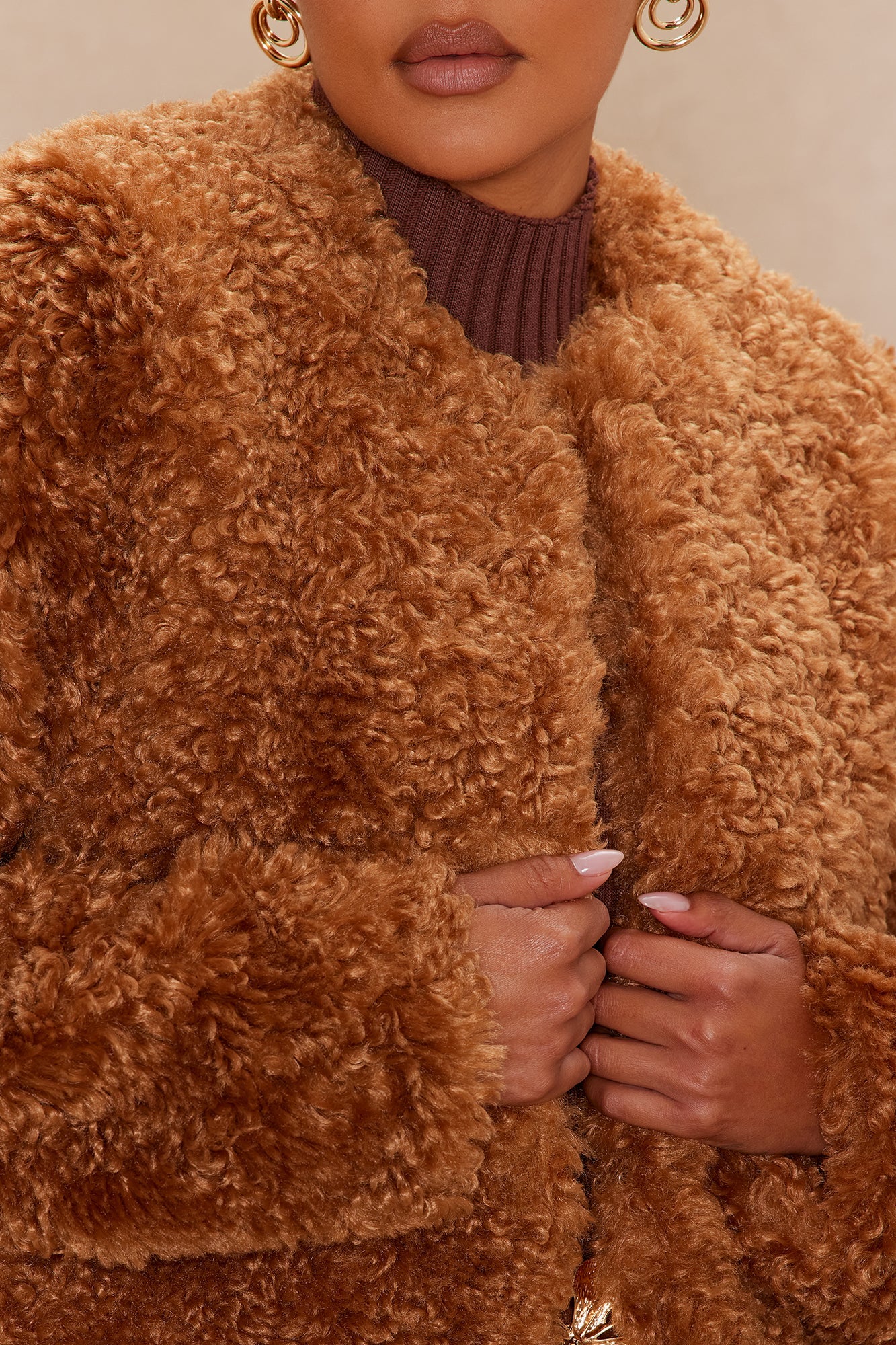 Arden Sherpa Fur Jacket - Camel 