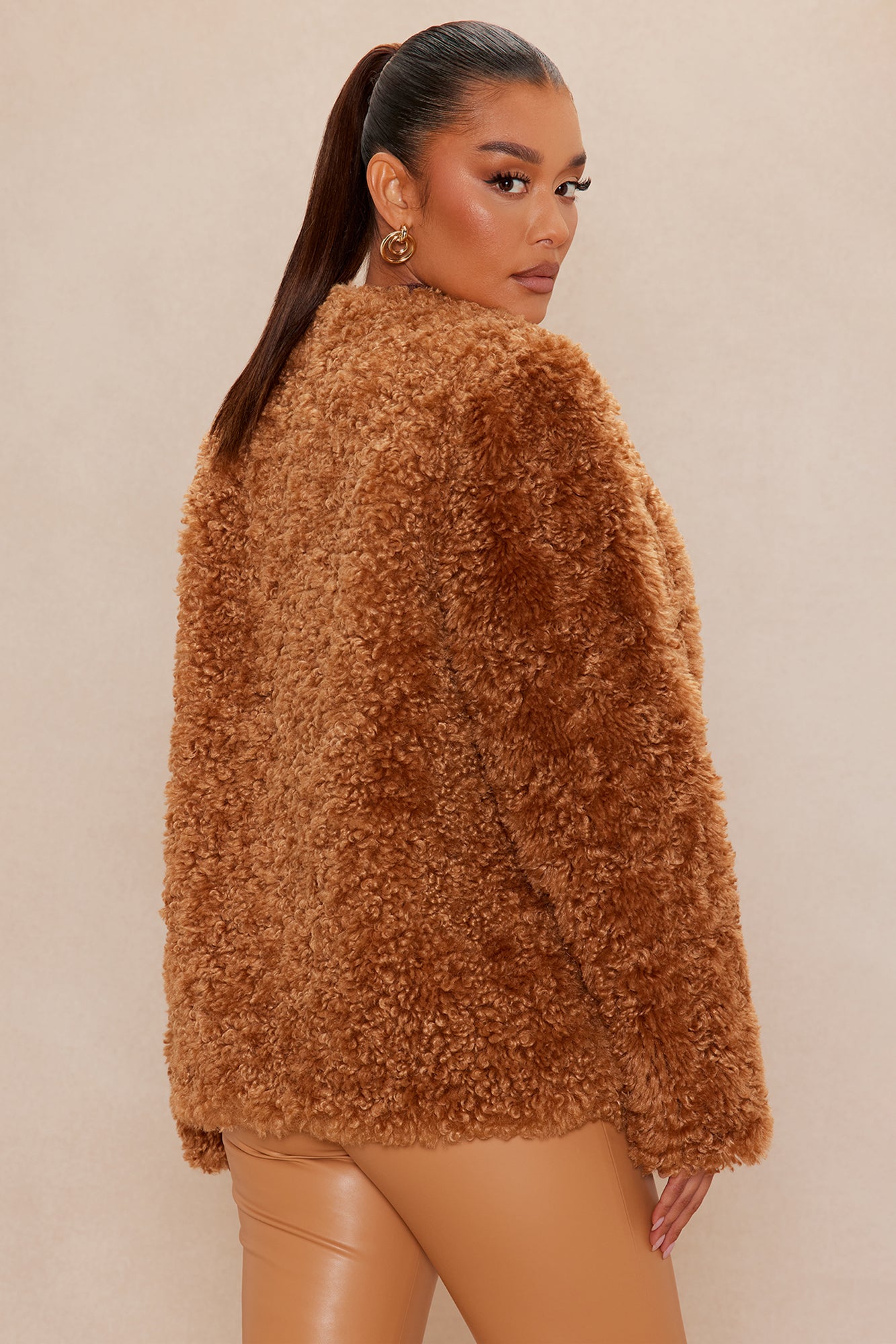 Arden Sherpa Fur Jacket - Camel 