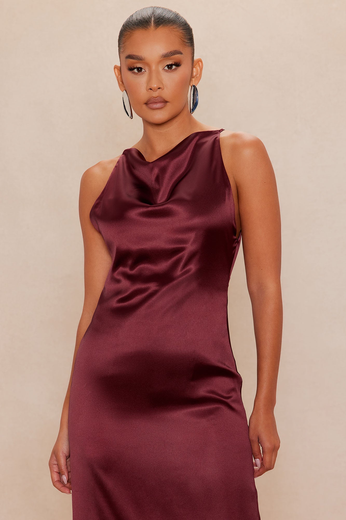 Ceile Fringe Satin Pant Set - Burgundy 