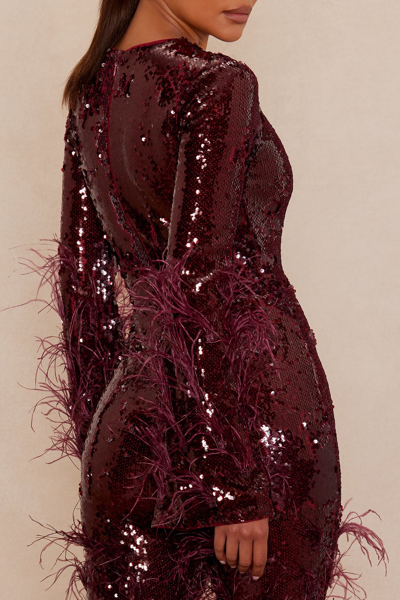 Disco Nights Sequin Jumpsuit - Burgundy