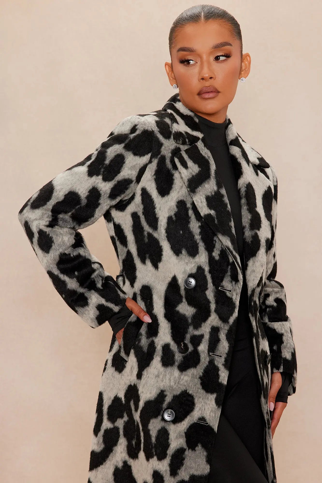 Trista Belted Wool Coat - Grey/combo 