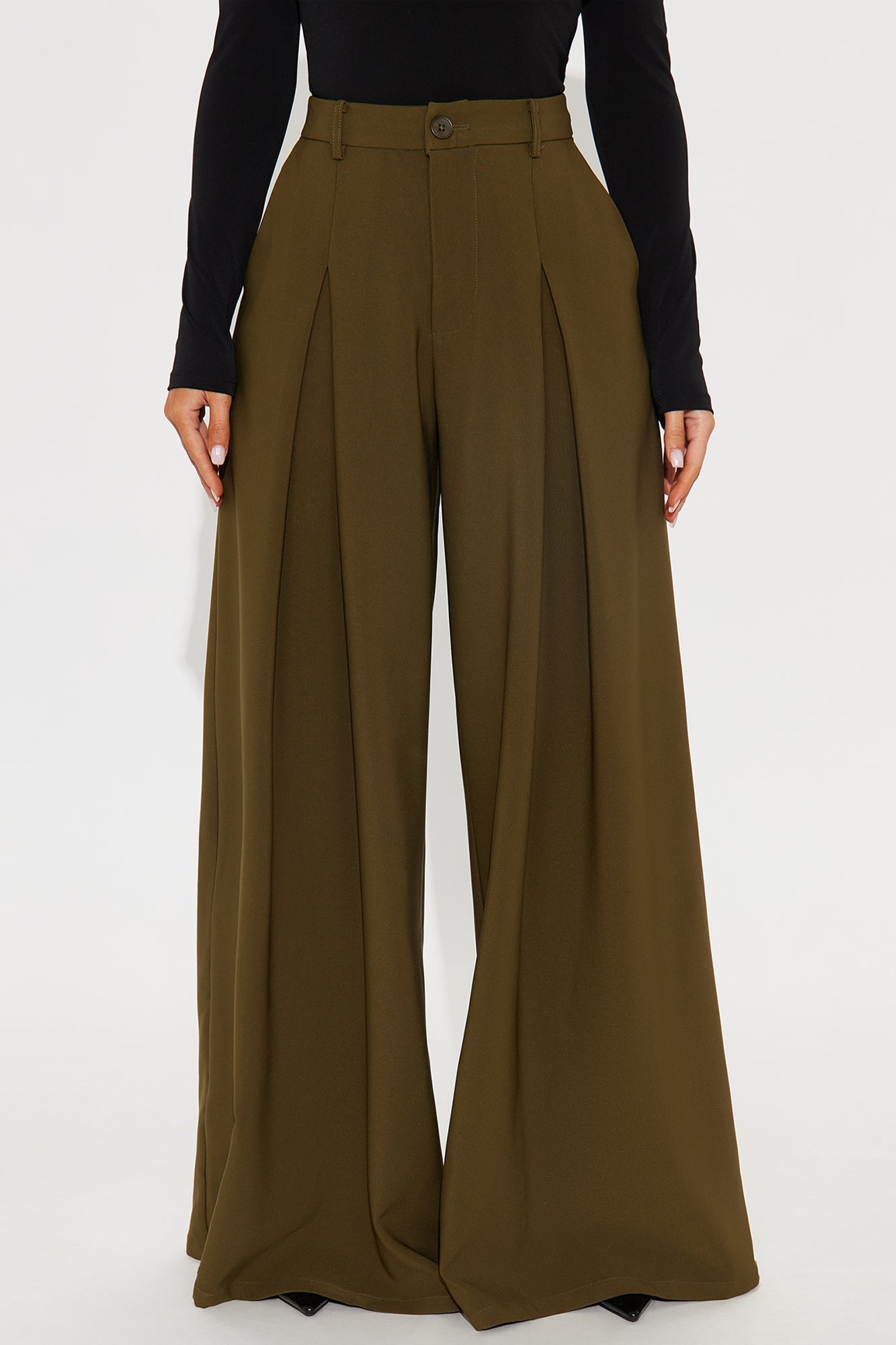 Karianna Crepe Woven Wide Leg Pant 33 - Olive