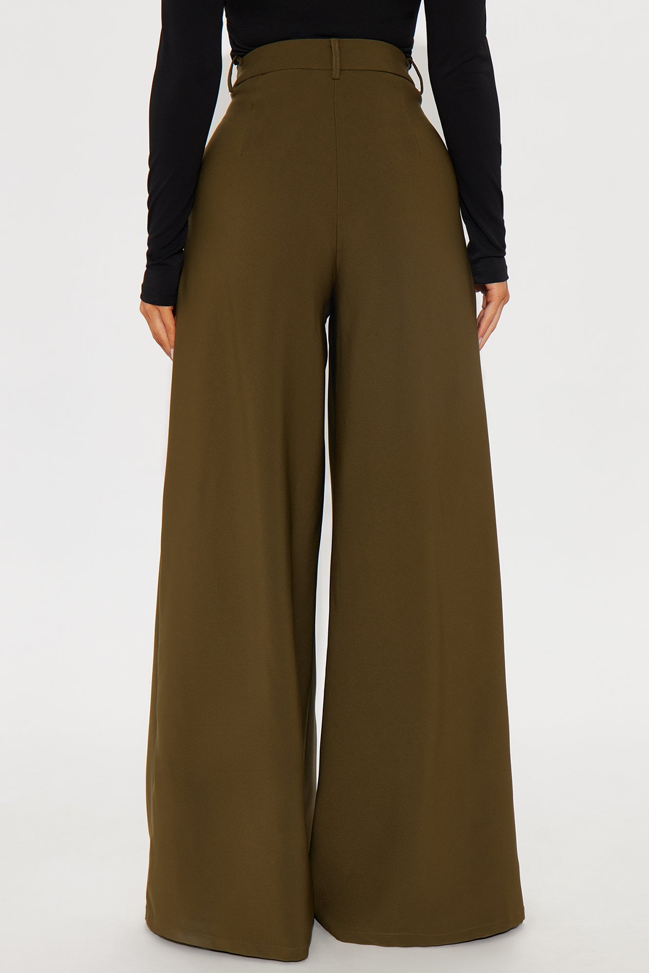 Karianna Crepe Woven Wide Leg Pant 33 - Olive