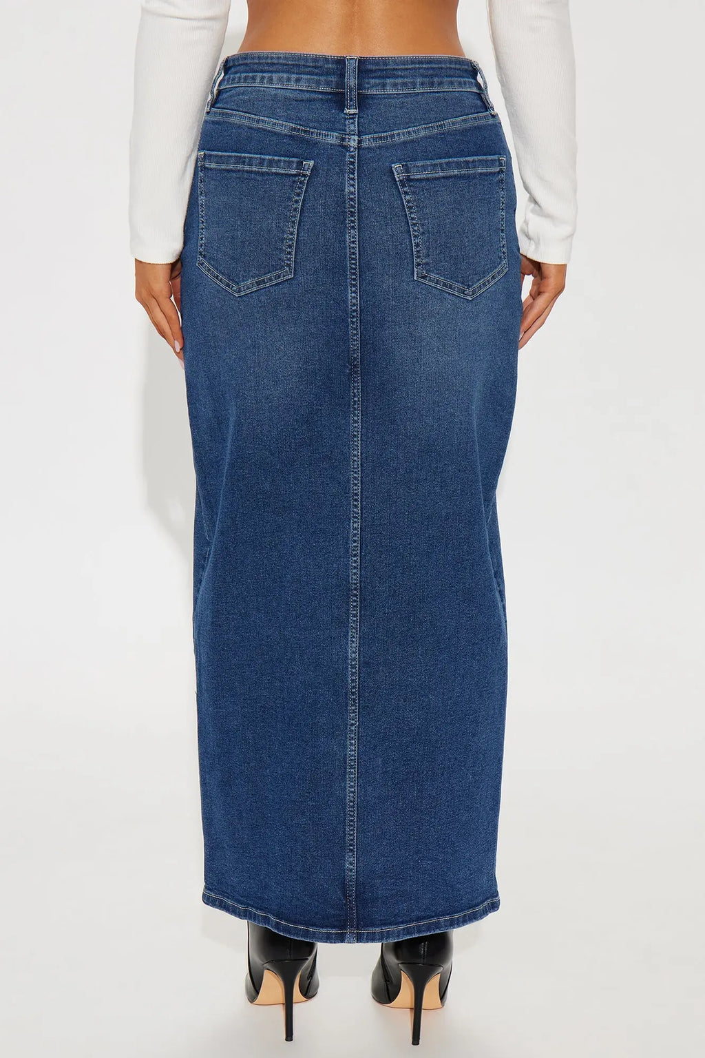 Nicole Denim Maxi Skirt - Dark Wash 