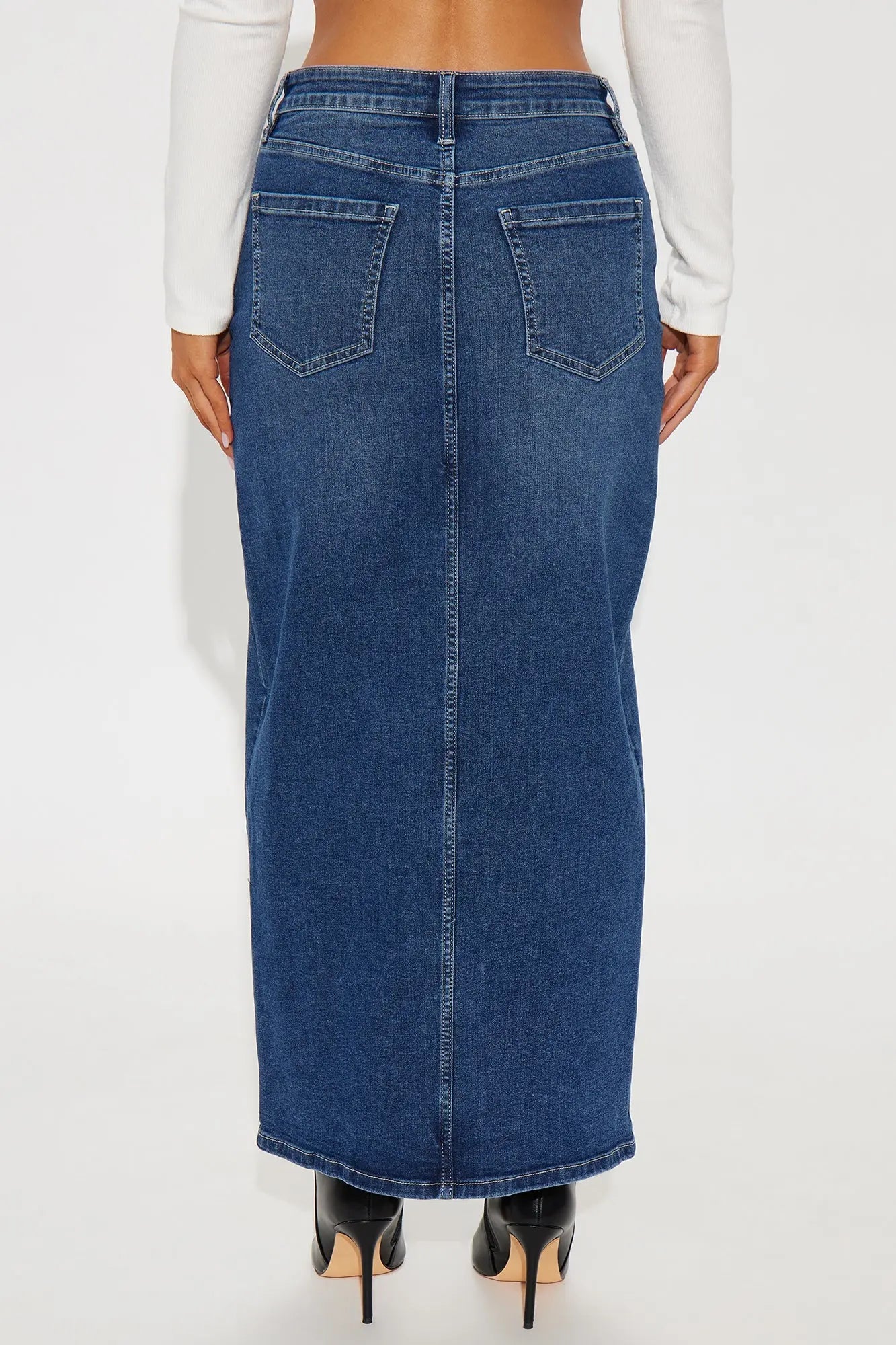 Nicole Denim Maxi Skirt - Dark Wash 