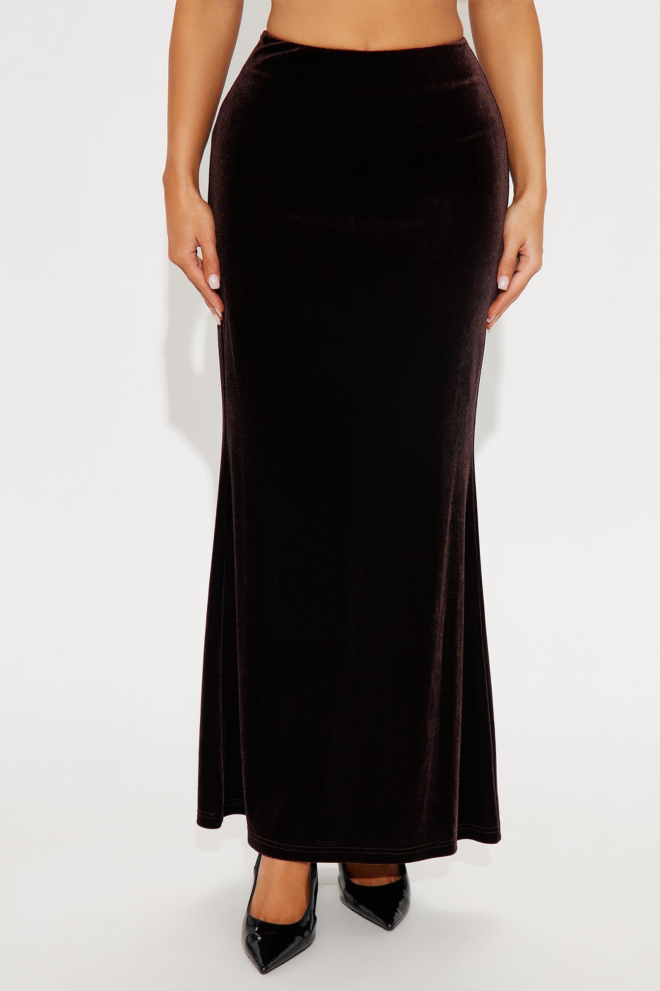Ramona Velvet Mermaid Maxi Skirt - Chocolate