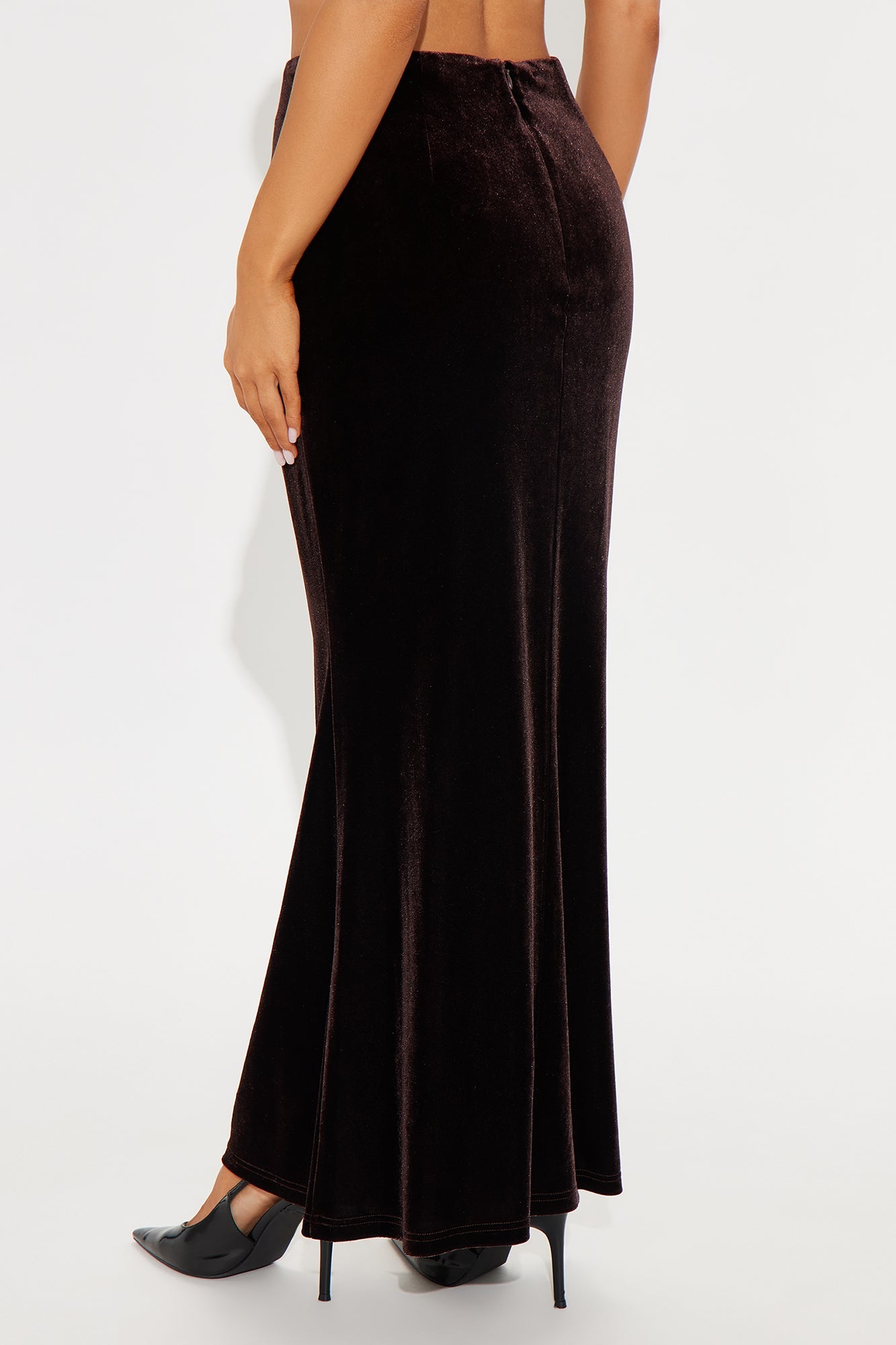 Ramona Velvet Mermaid Maxi Skirt - Chocolate