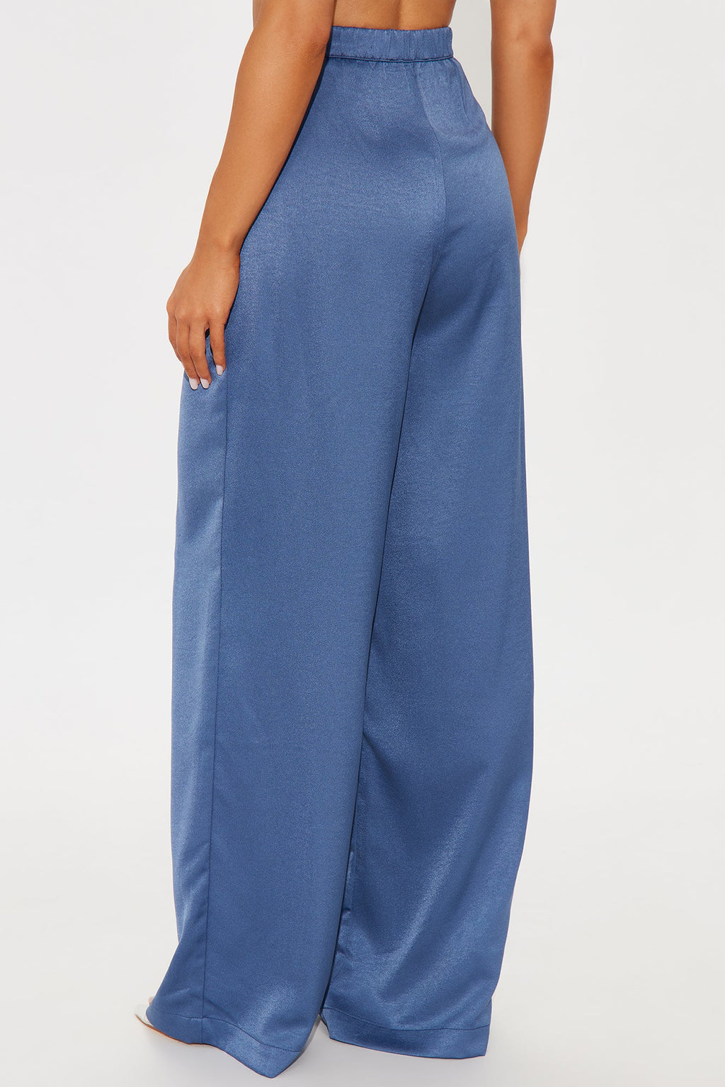Stella Satin Wide Leg Trouser Pant 33 - Blue