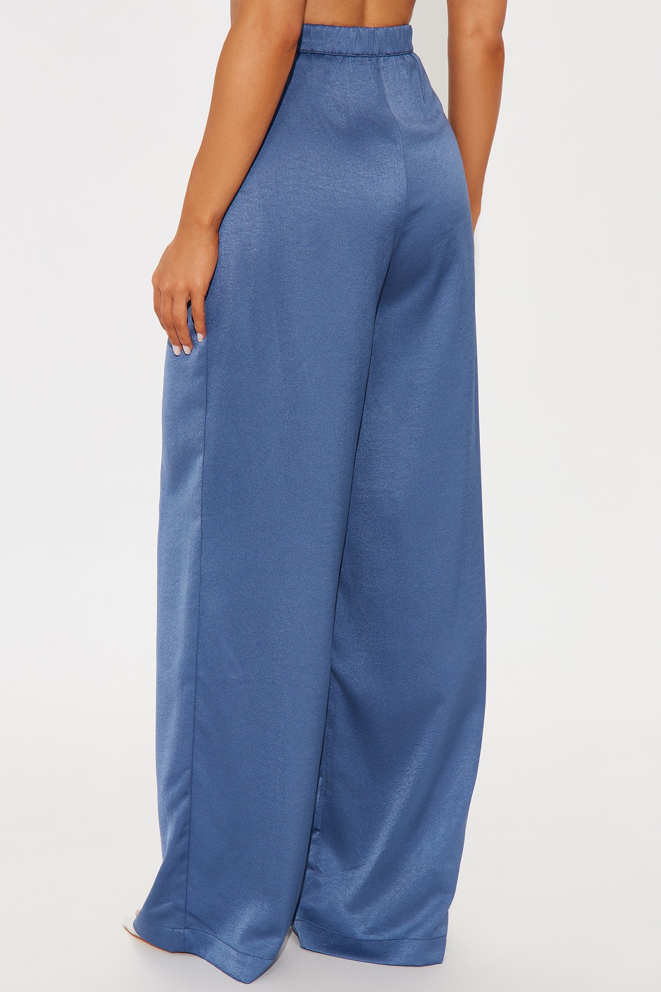 Stella Satin Wide Leg Trouser Pant 33 - Blue