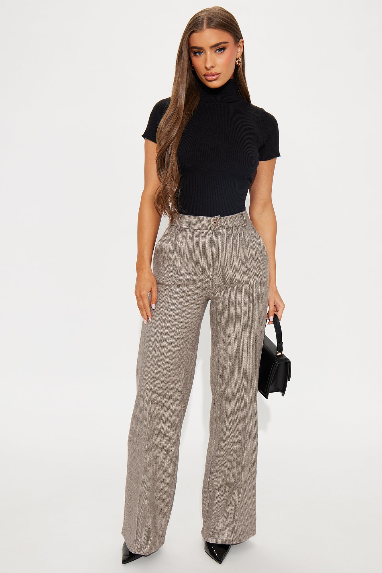 Marlena High Rise Wide Leg Pant 33 - Brown