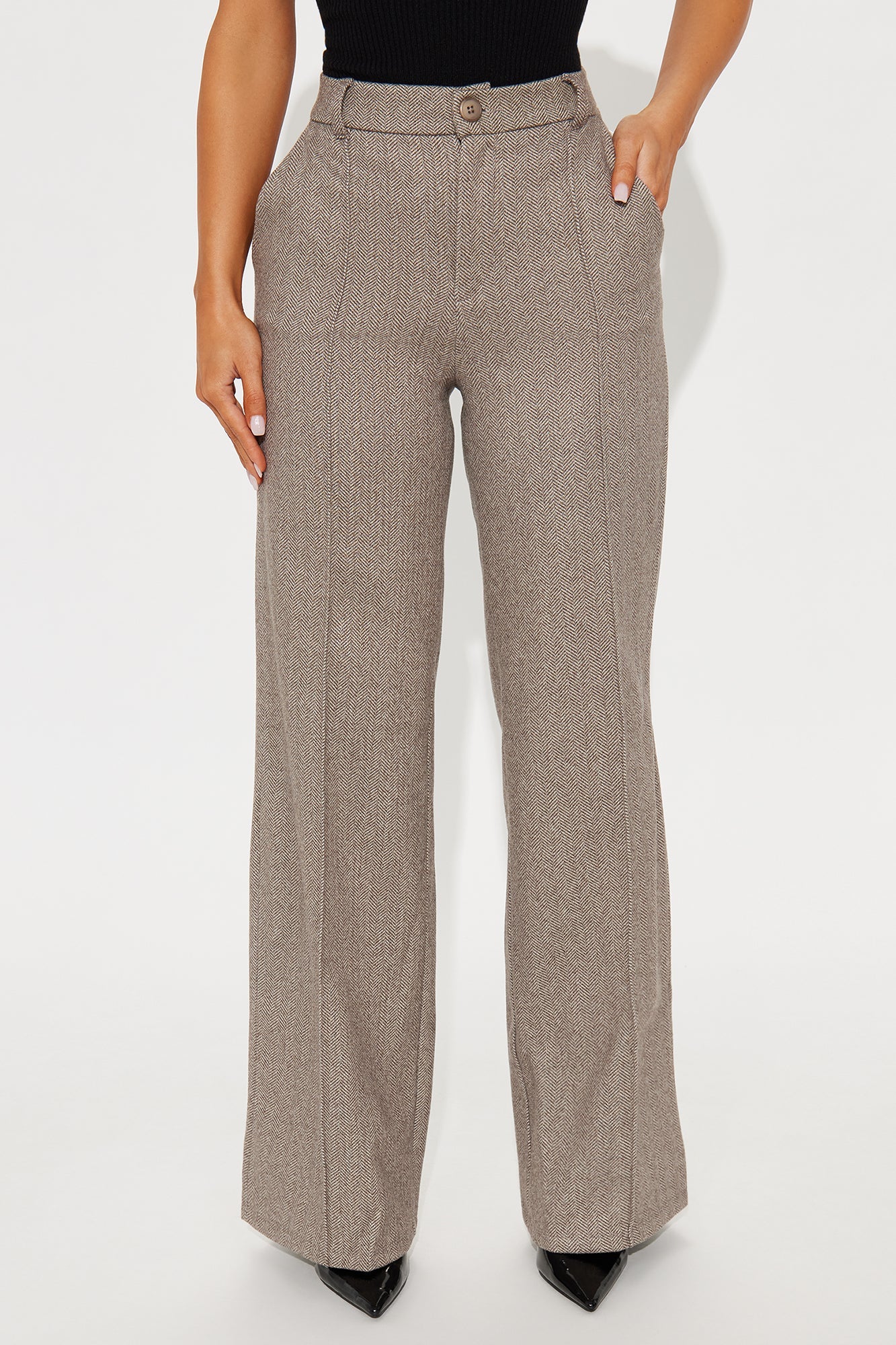 Marlena High Rise Wide Leg Pant 33 - Brown