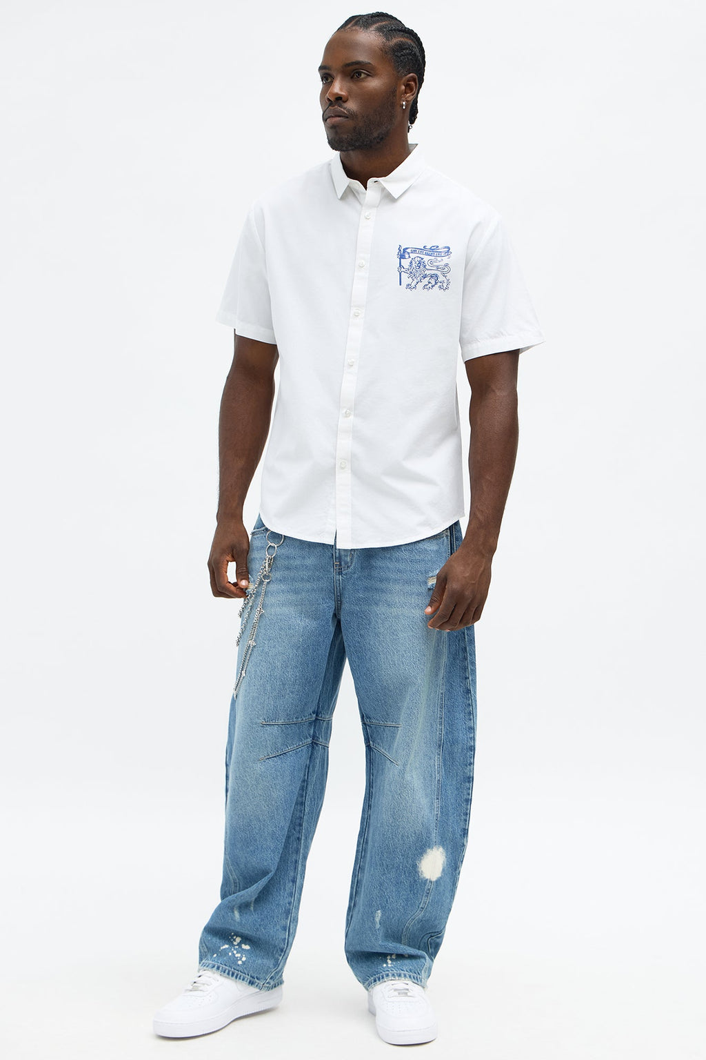 Relaxed Grand Cut Short Sleeve Button up - White