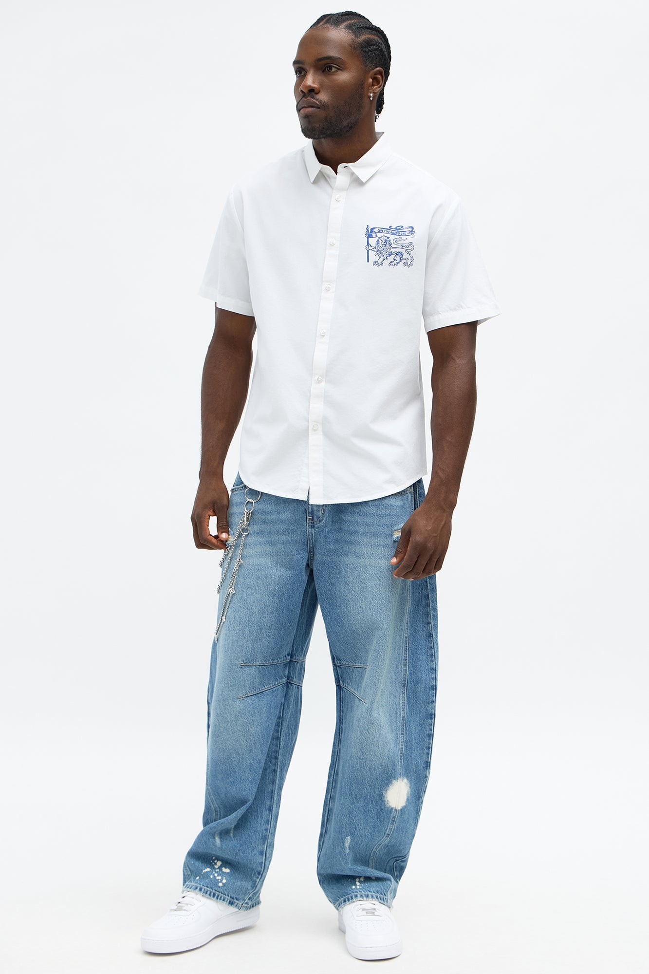 Relaxed Grand Cut Short Sleeve Button up - White