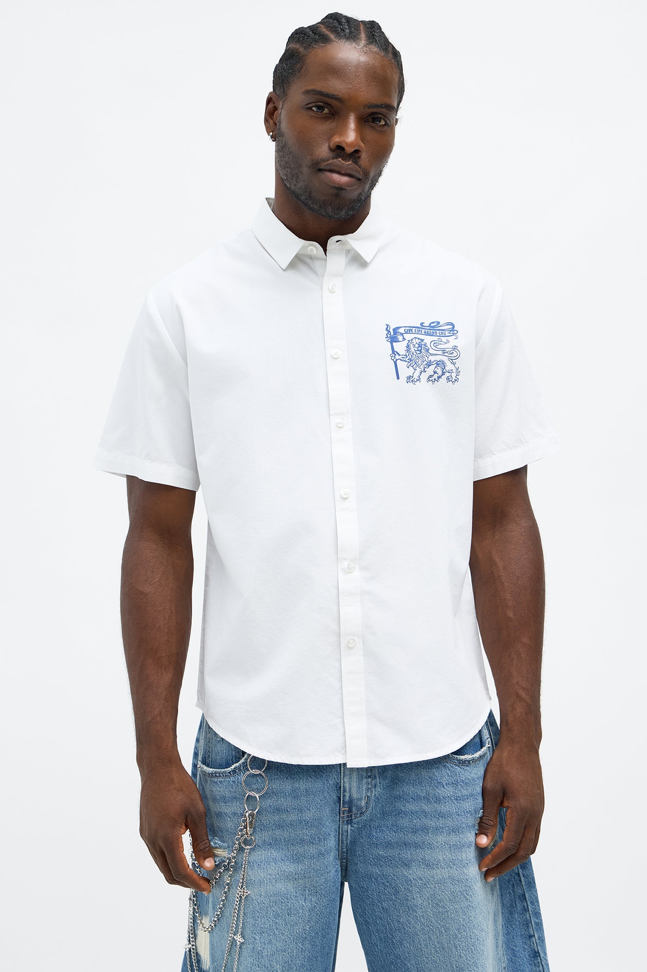 Relaxed Grand Cut Short Sleeve Button up - White