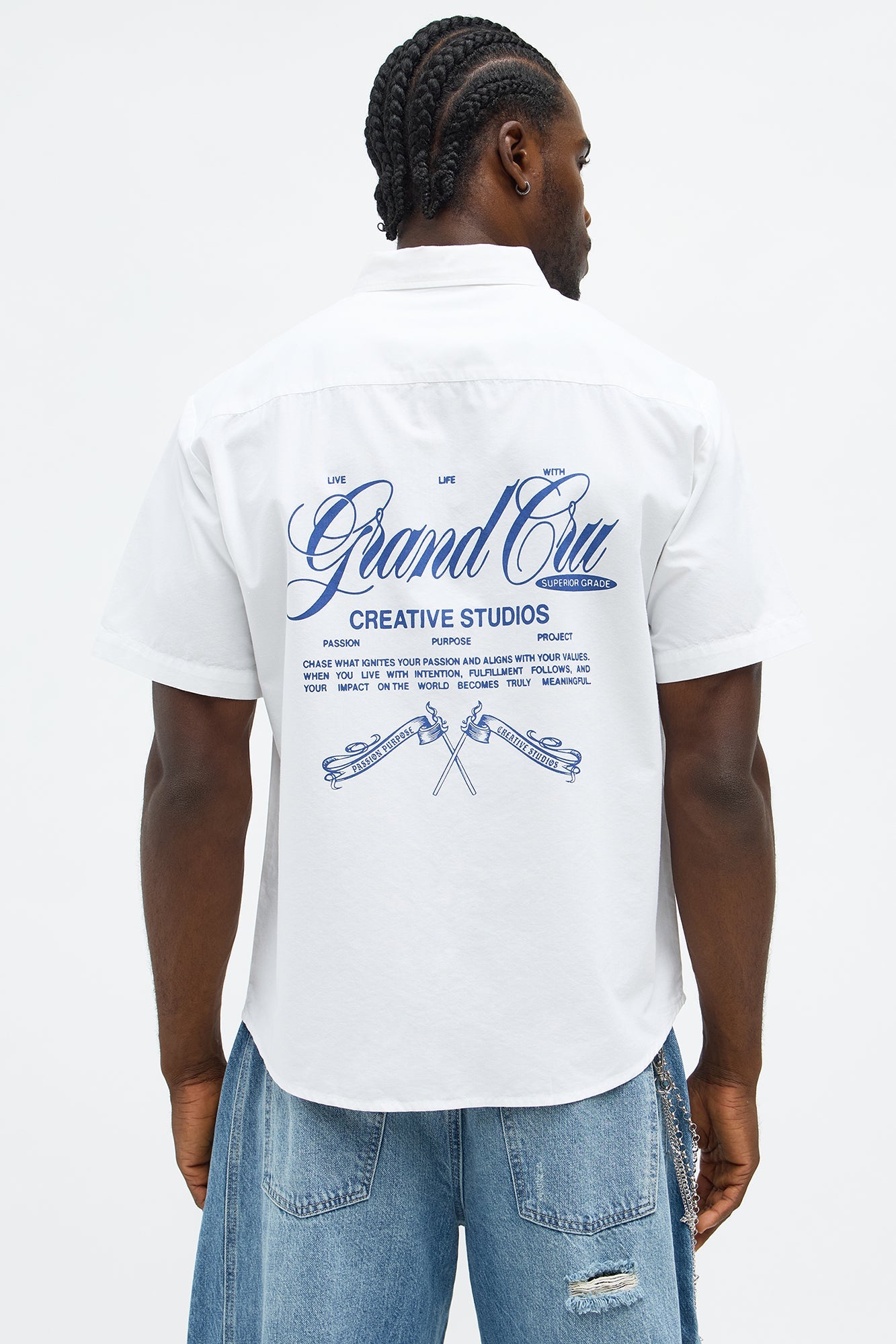 Relaxed Grand Cut Short Sleeve Button up - White