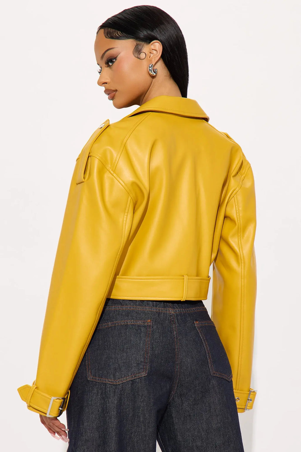 Fast Lane Faux Leather Moto Jacket - Mustard 