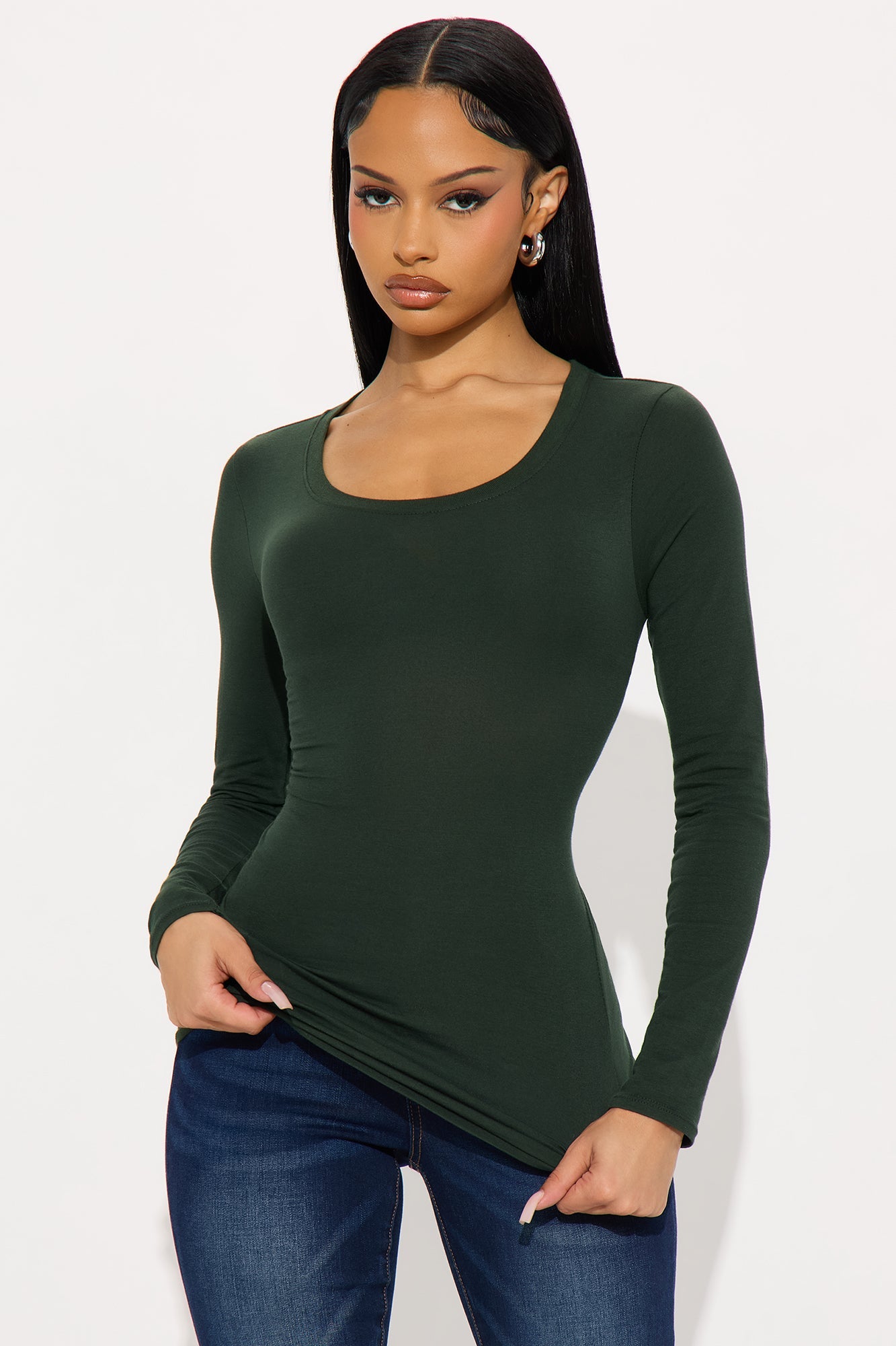 Sabrina Long Sleeve Tee - Hunter Green