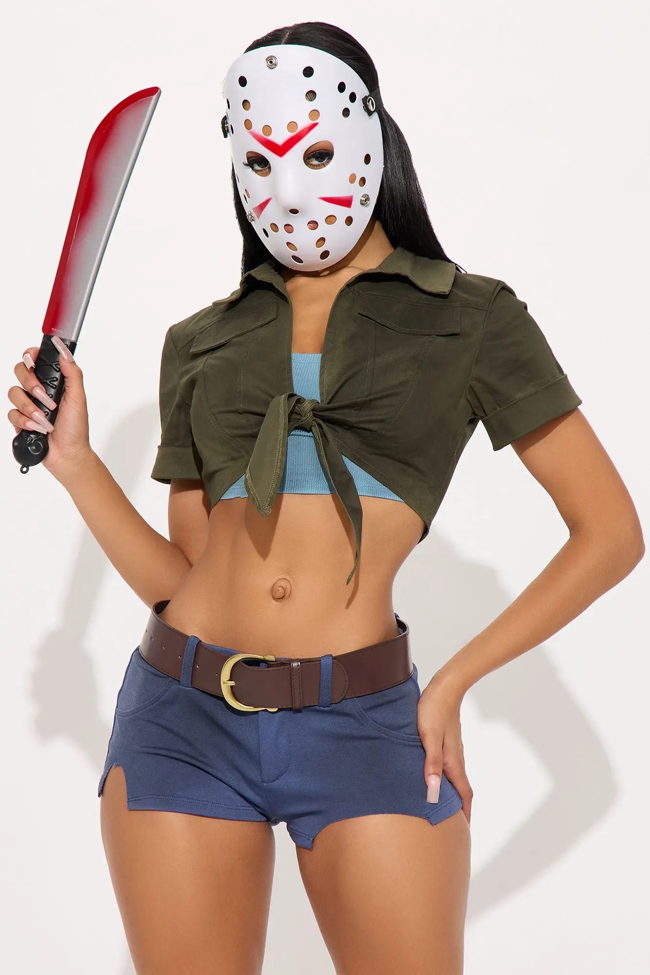 Camping Killer Hottie 6 Piece Costume Set - Green/combo 