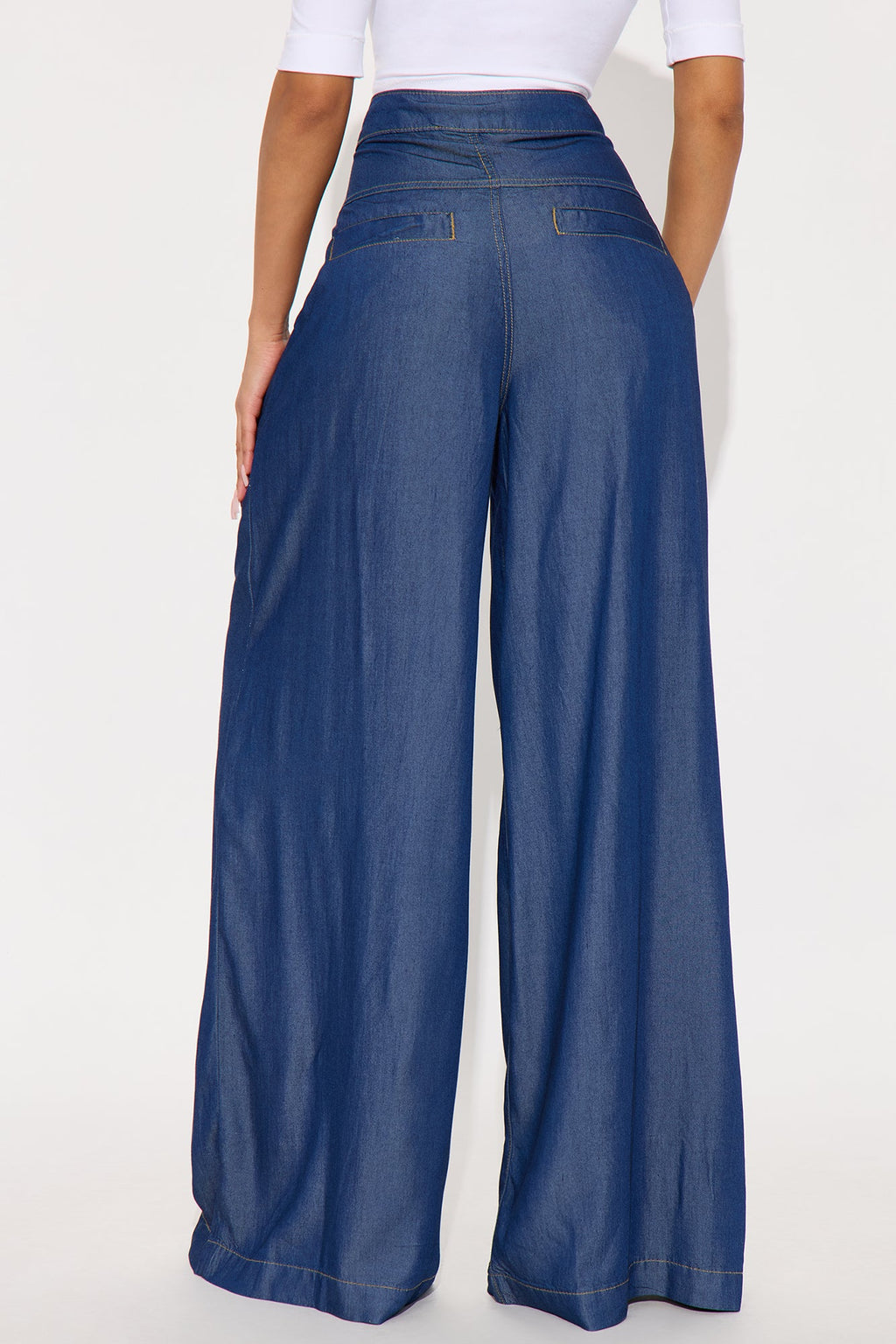 Gisella Chambray Wide Leg Pant 33 - Dark Wash 