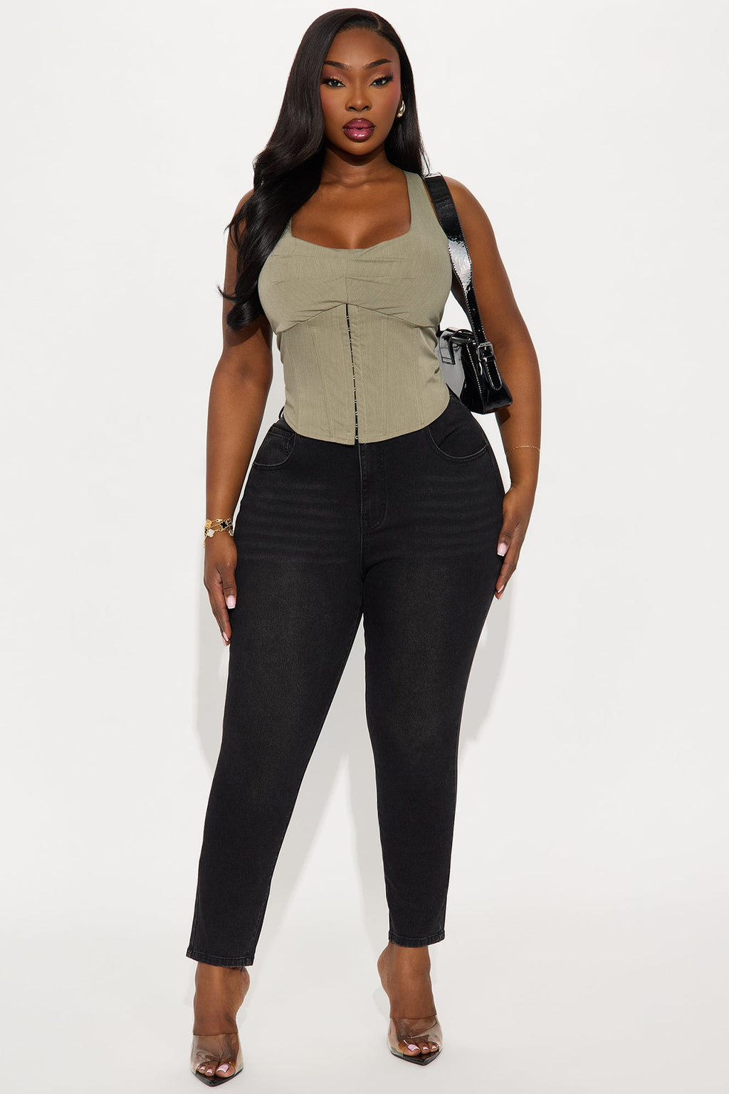Coastal Breeze Corset Top - Olive