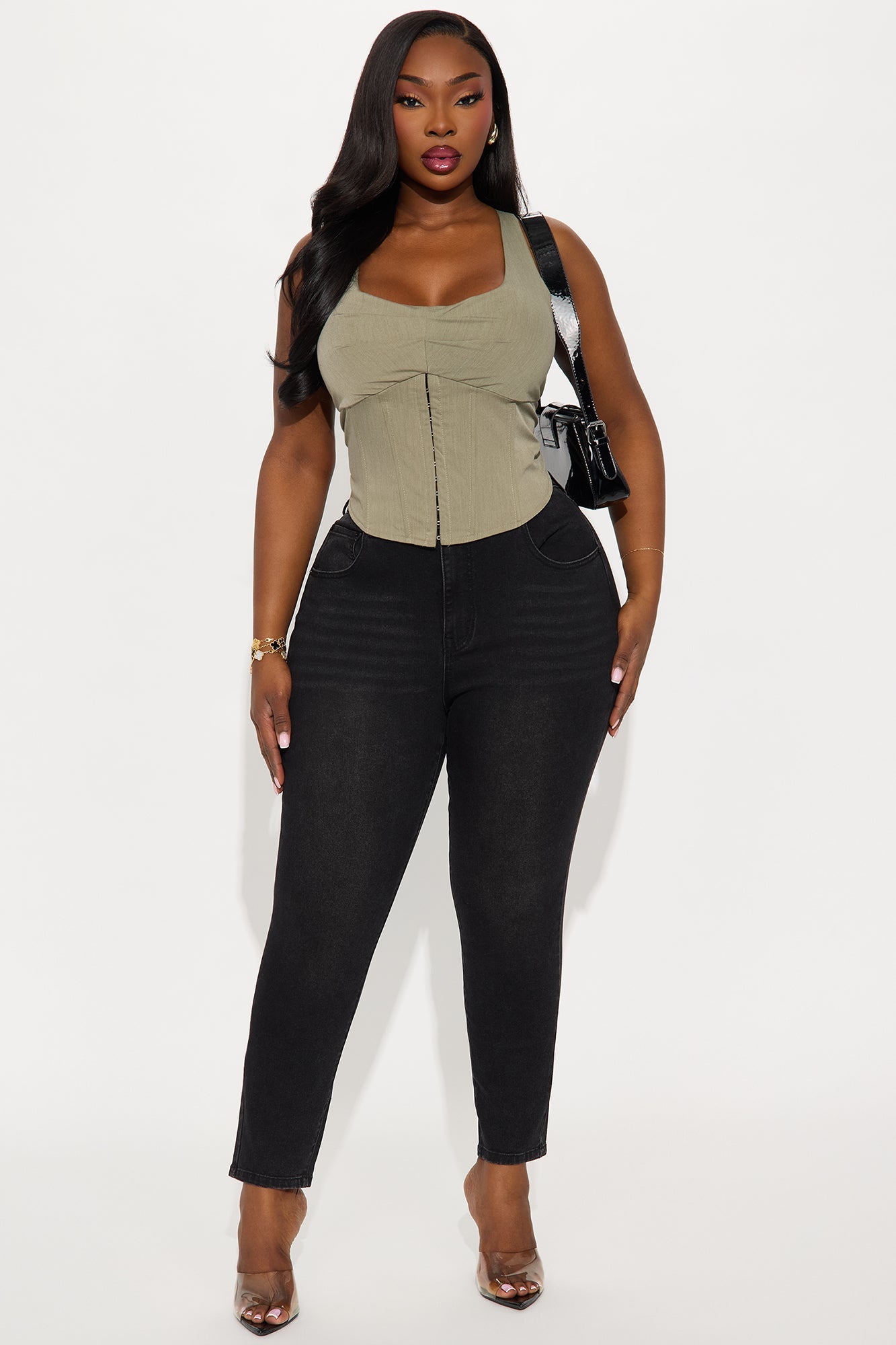 Coastal Breeze Corset Top - Olive