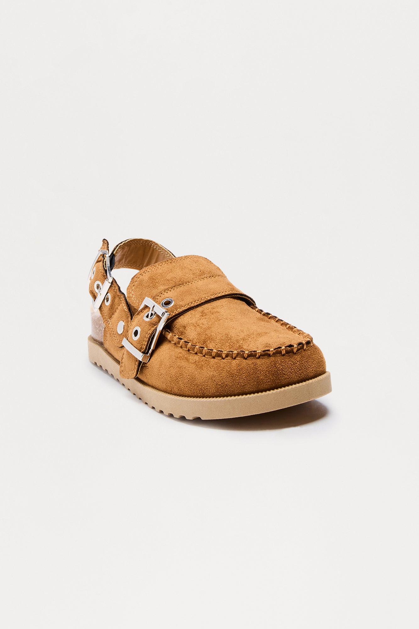 Brock Faux Fur Lined Buckle Slides - Camel