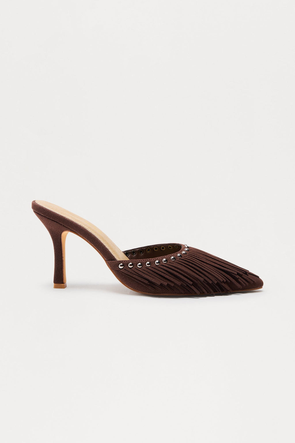 Indio Studded Fringe Pumps - Chocolate