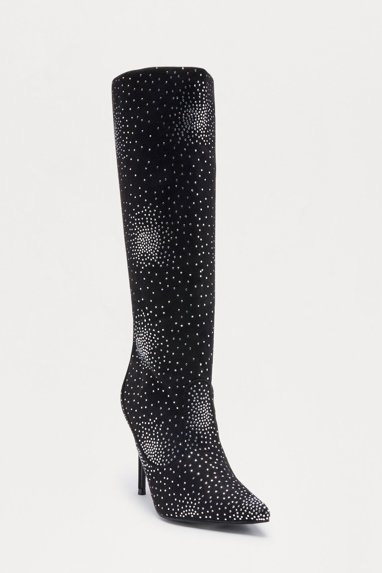 Blaze Rhinestone Stiletto Boots - Black