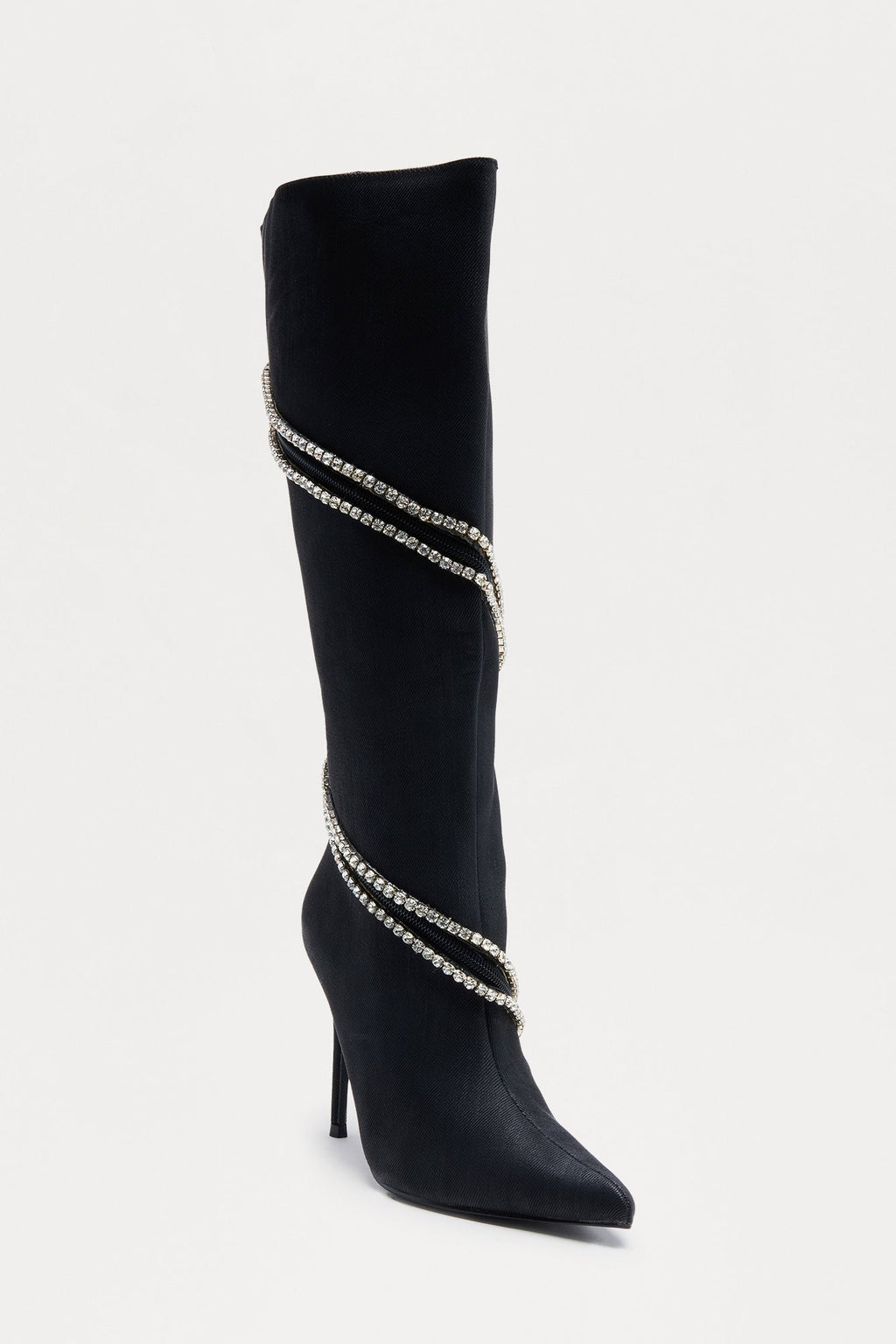 Brant Rhinestone Trim Boots - Black
