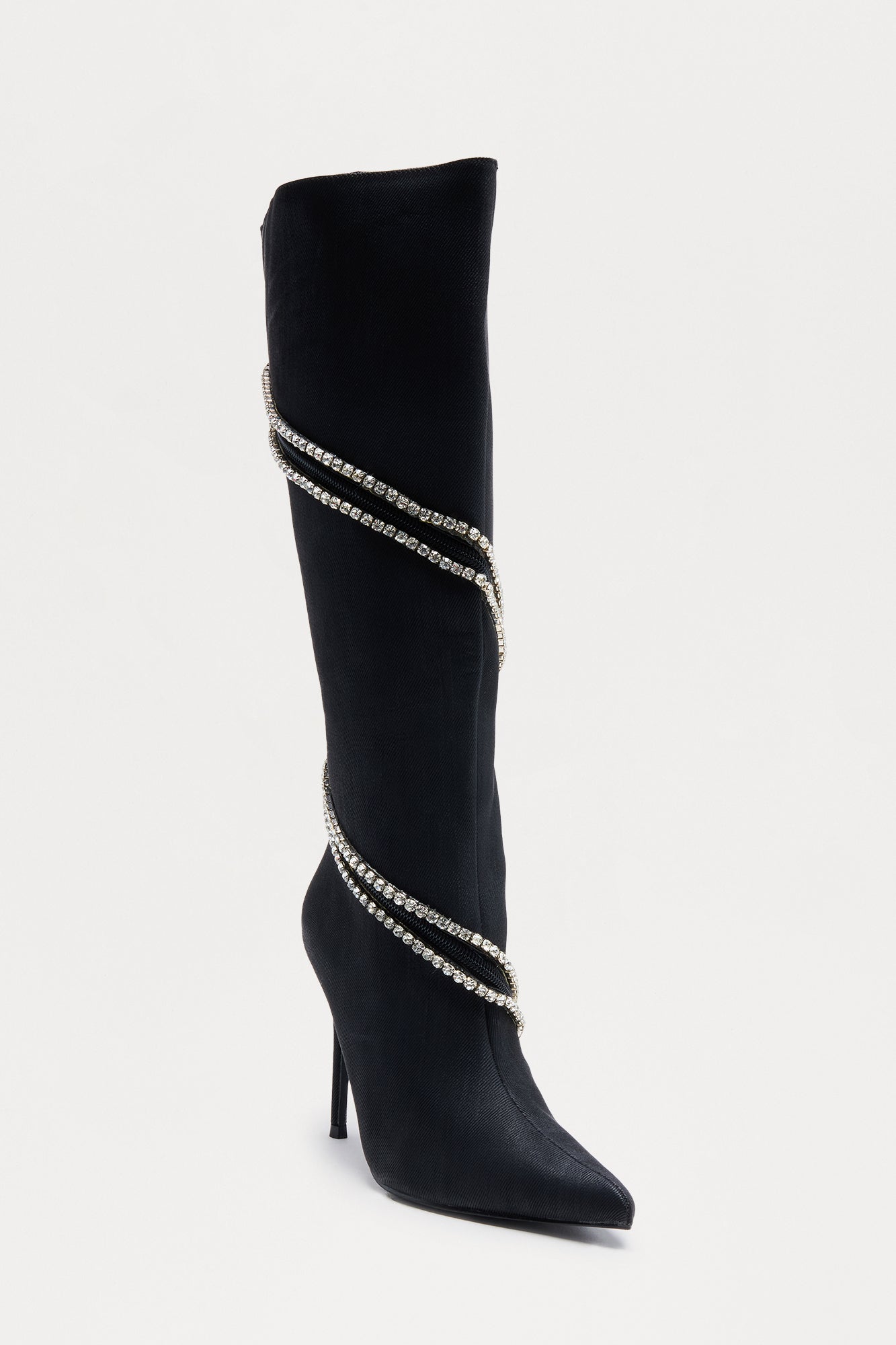 Brant Rhinestone Trim Boots - Black