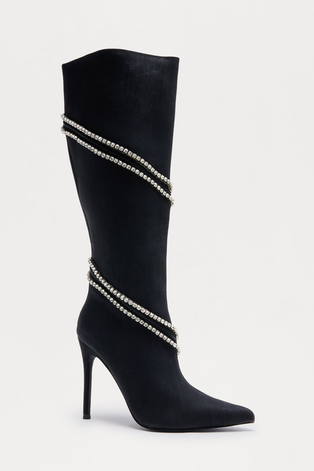 Brant Rhinestone Trim Boots - Black