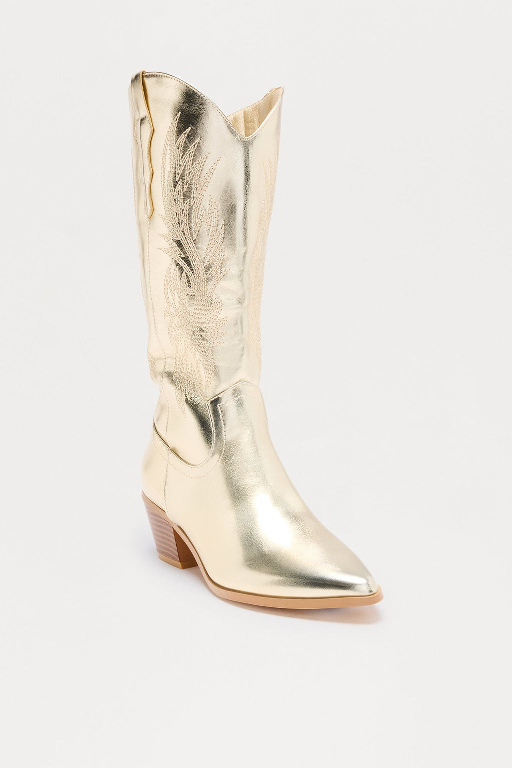 Howdy Faux Leather Cowboy Boots - Gold