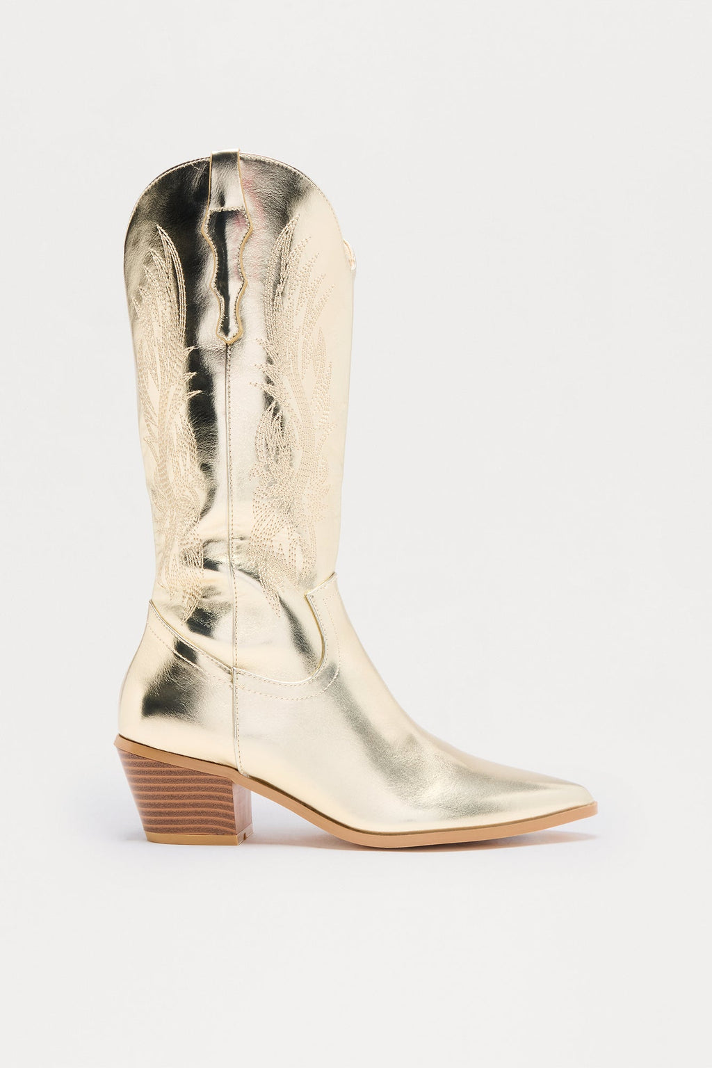 Howdy Faux Leather Cowboy Boots - Gold