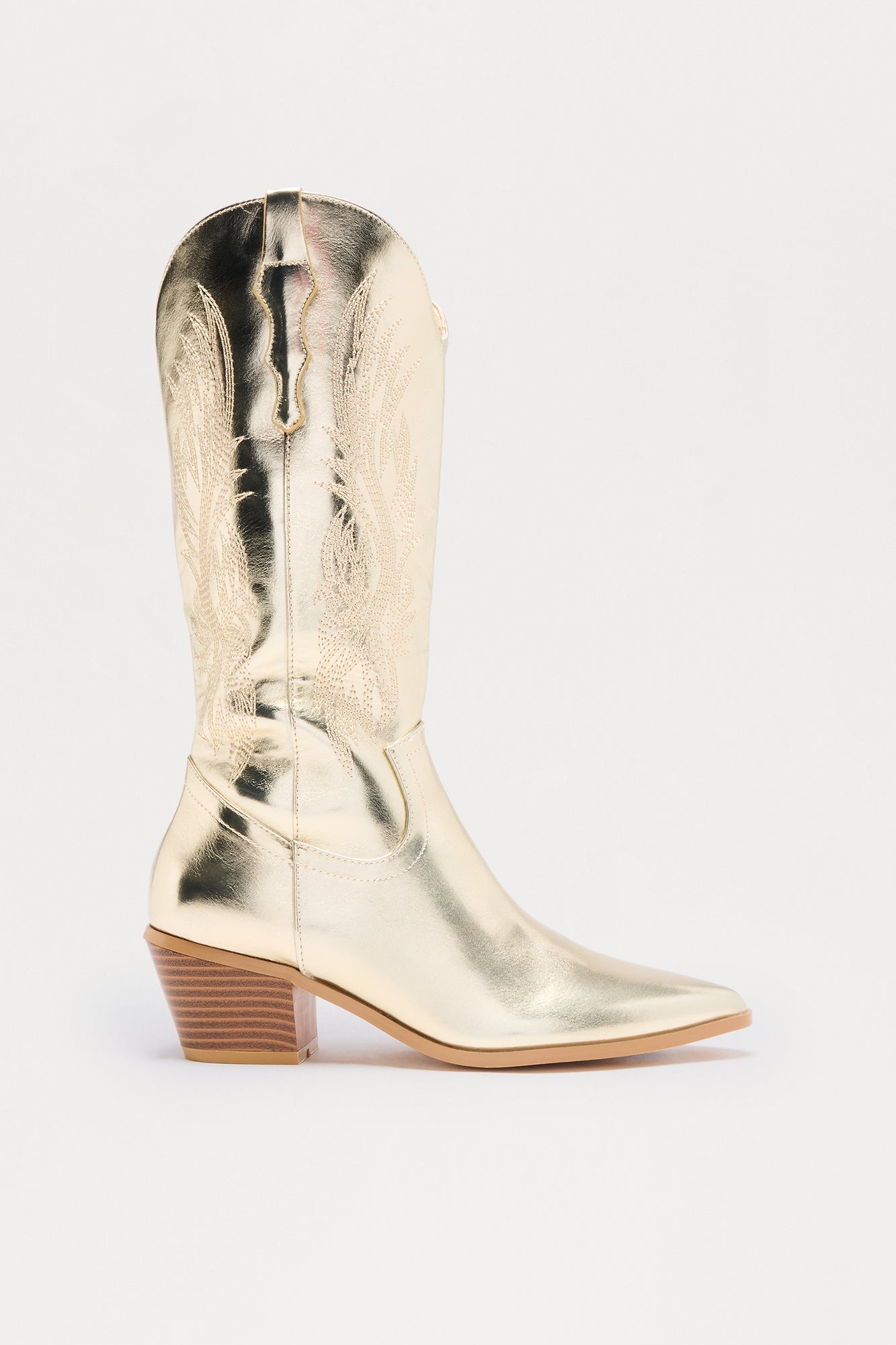 Howdy Faux Leather Cowboy Boots - Gold