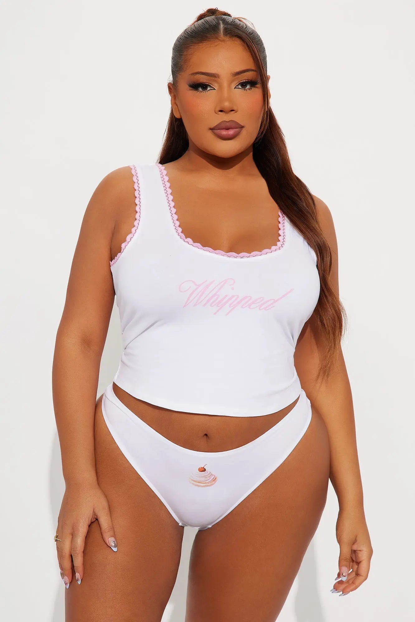 Freshly Whipped Cotton Cami And Panty 2 Piece Set - White 