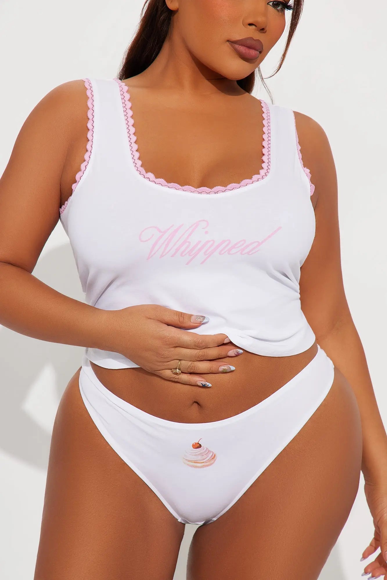 Freshly Whipped Cotton Cami And Panty 2 Piece Set - White 