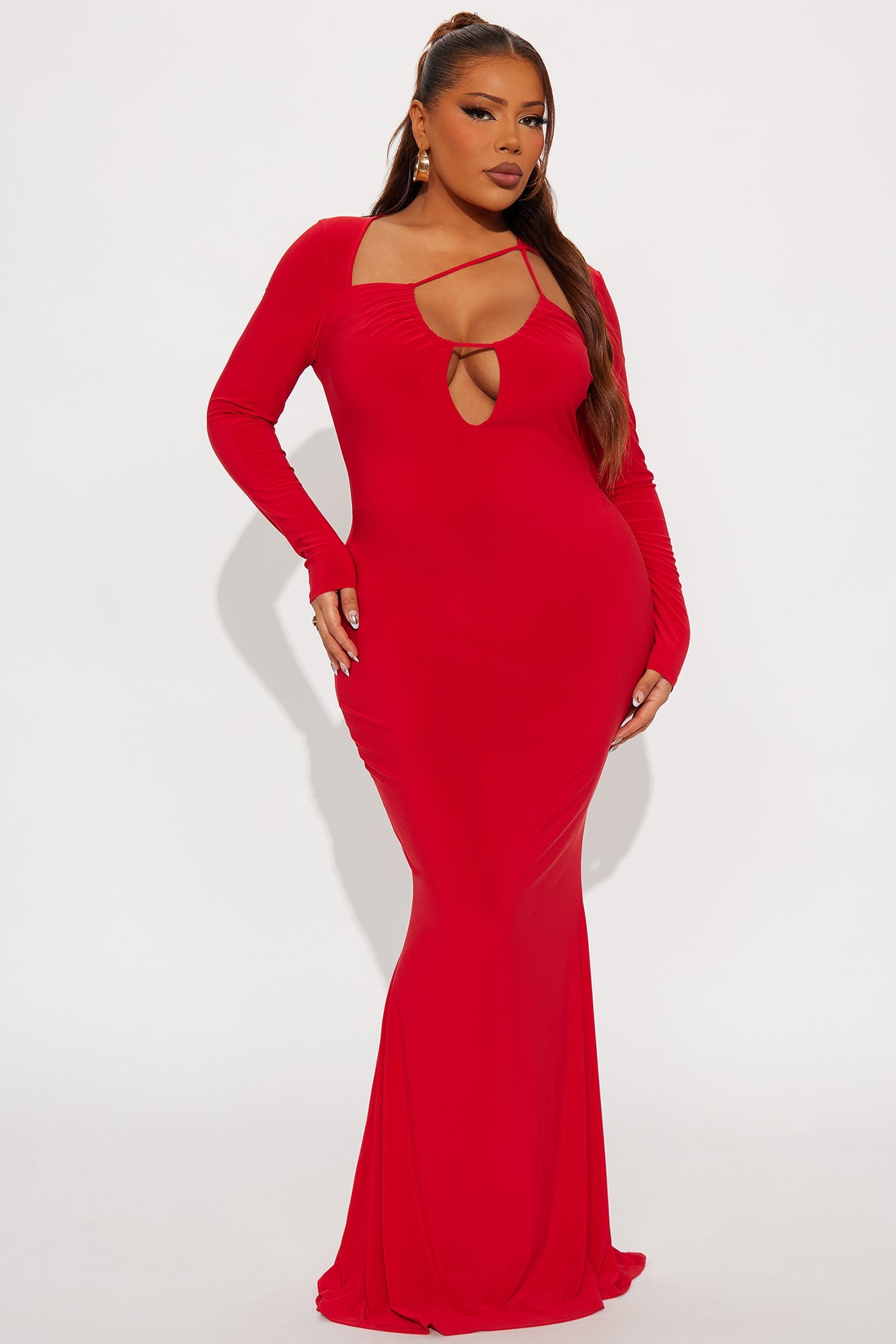 Caught You Staring Strappy Maxi Dress - Red
