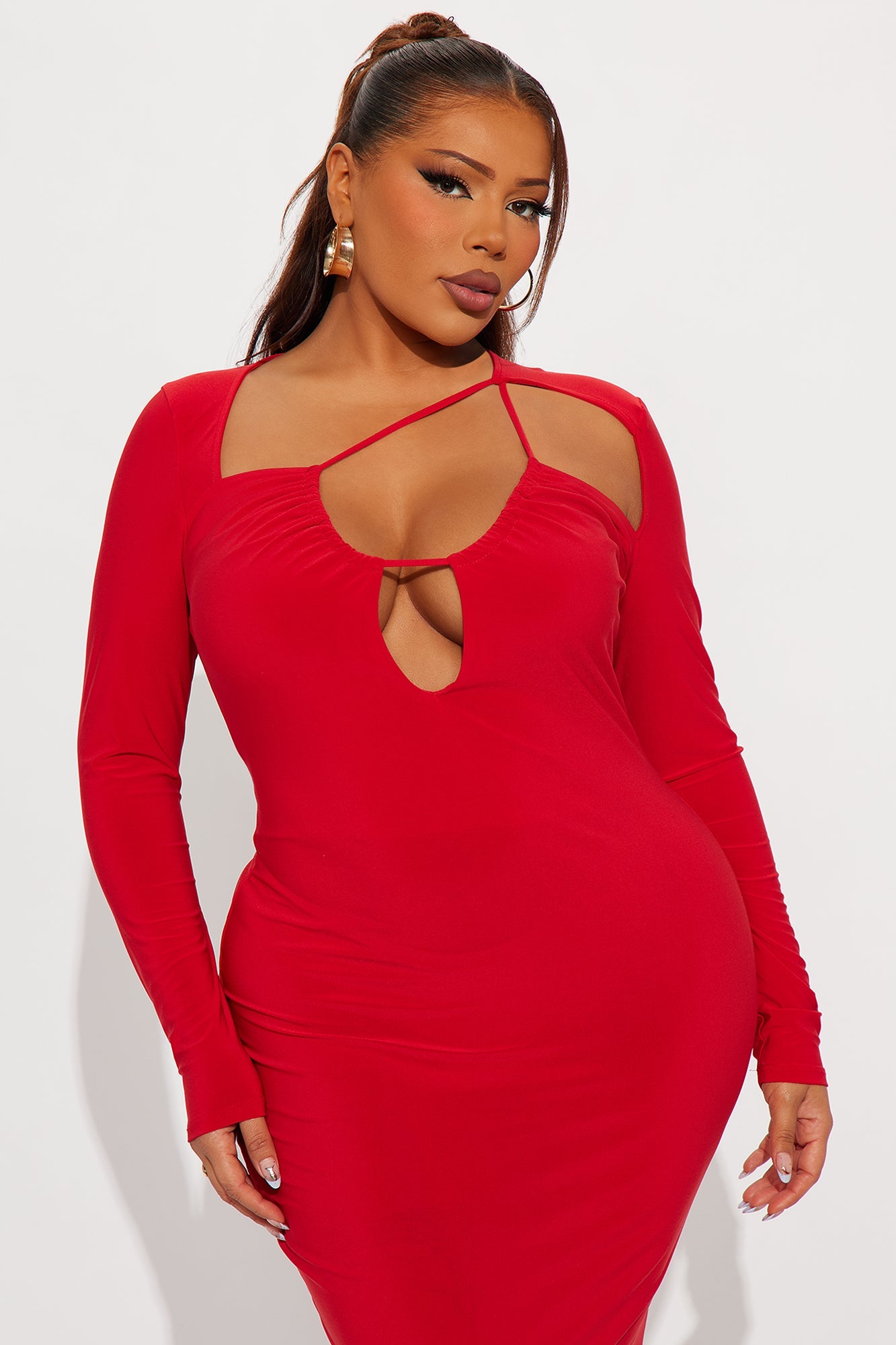 Caught You Staring Strappy Maxi Dress - Red