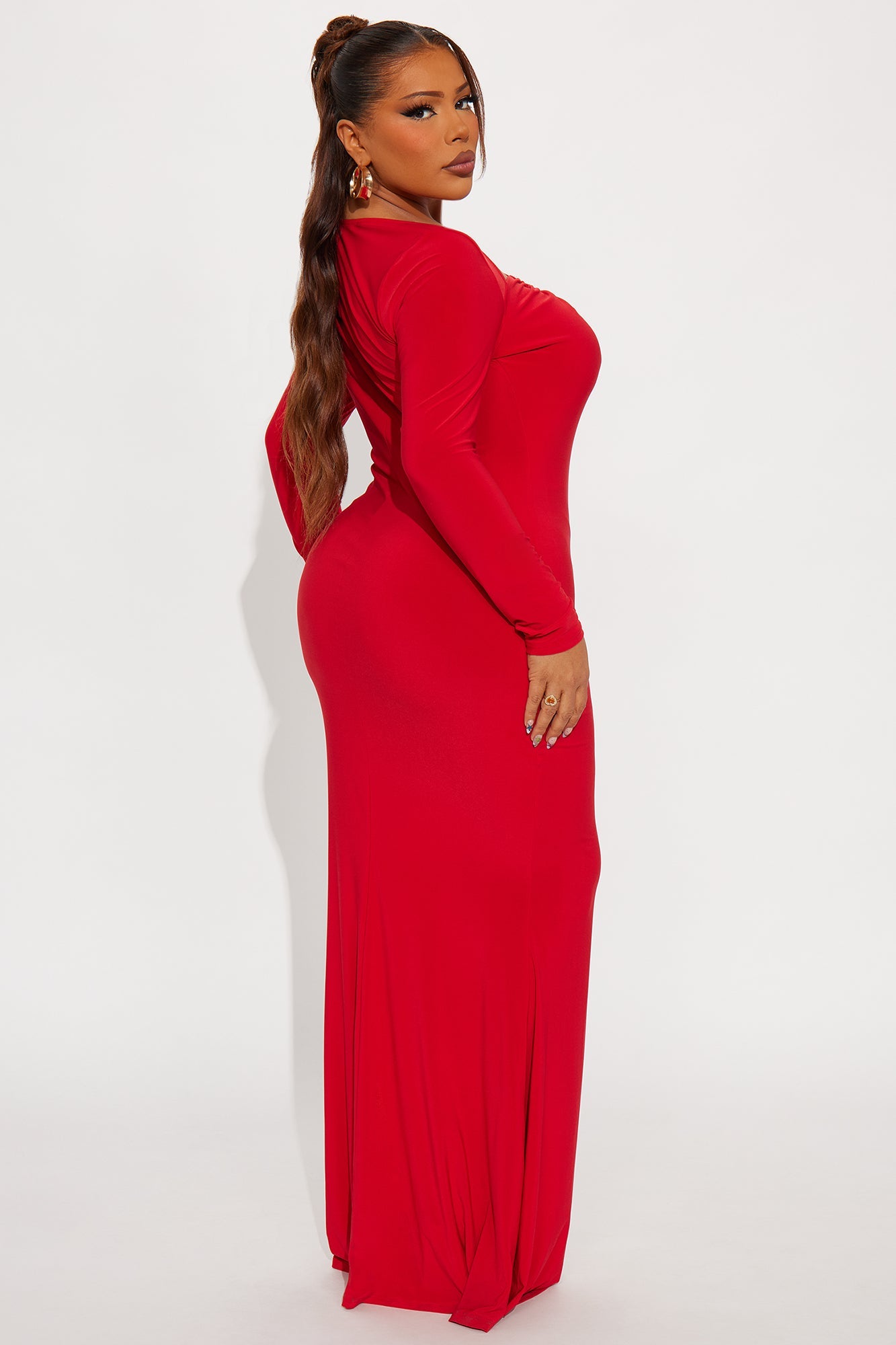 Caught You Staring Strappy Maxi Dress - Red