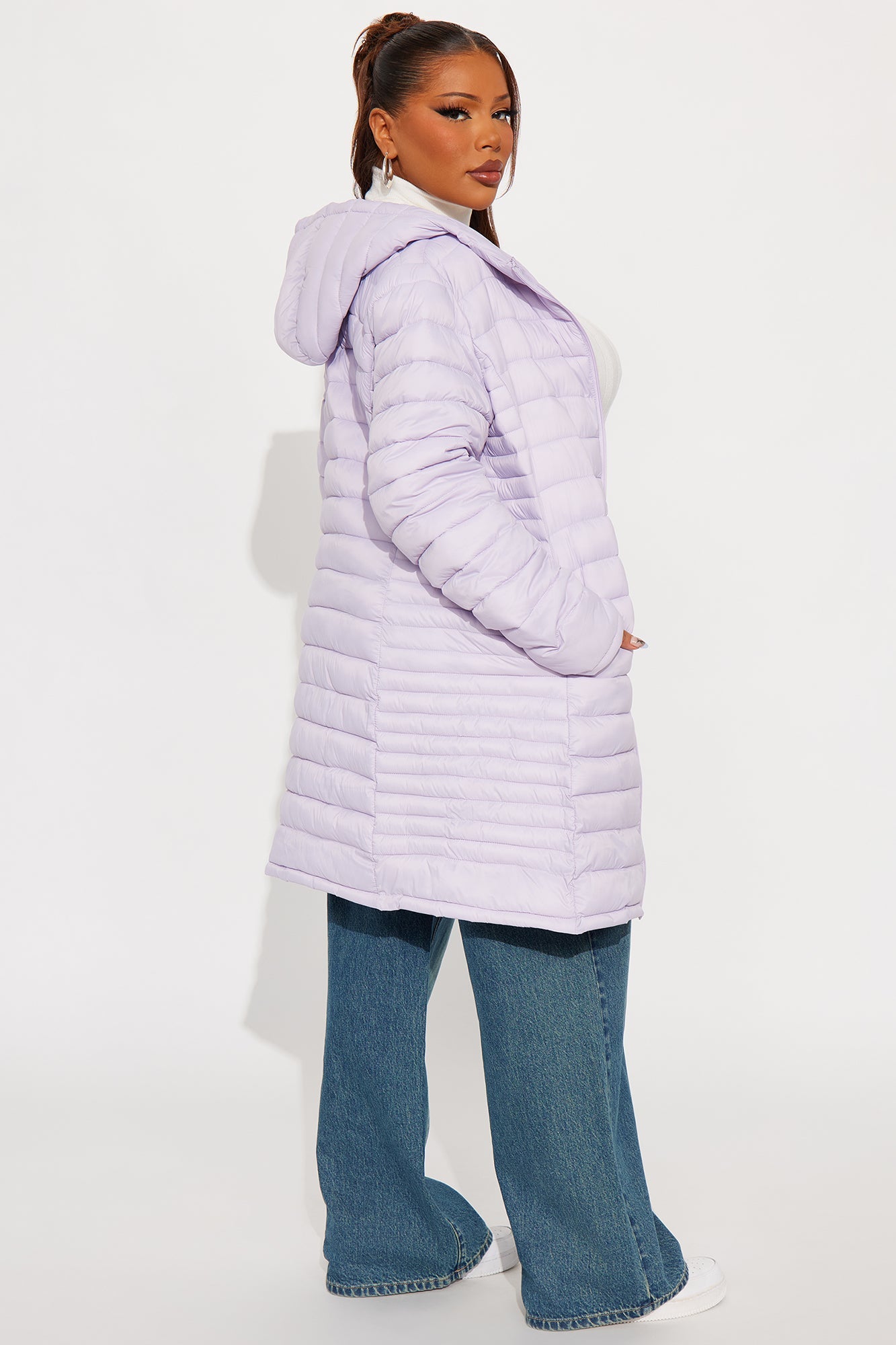 Padded Landing Puffer Coat - Lavender