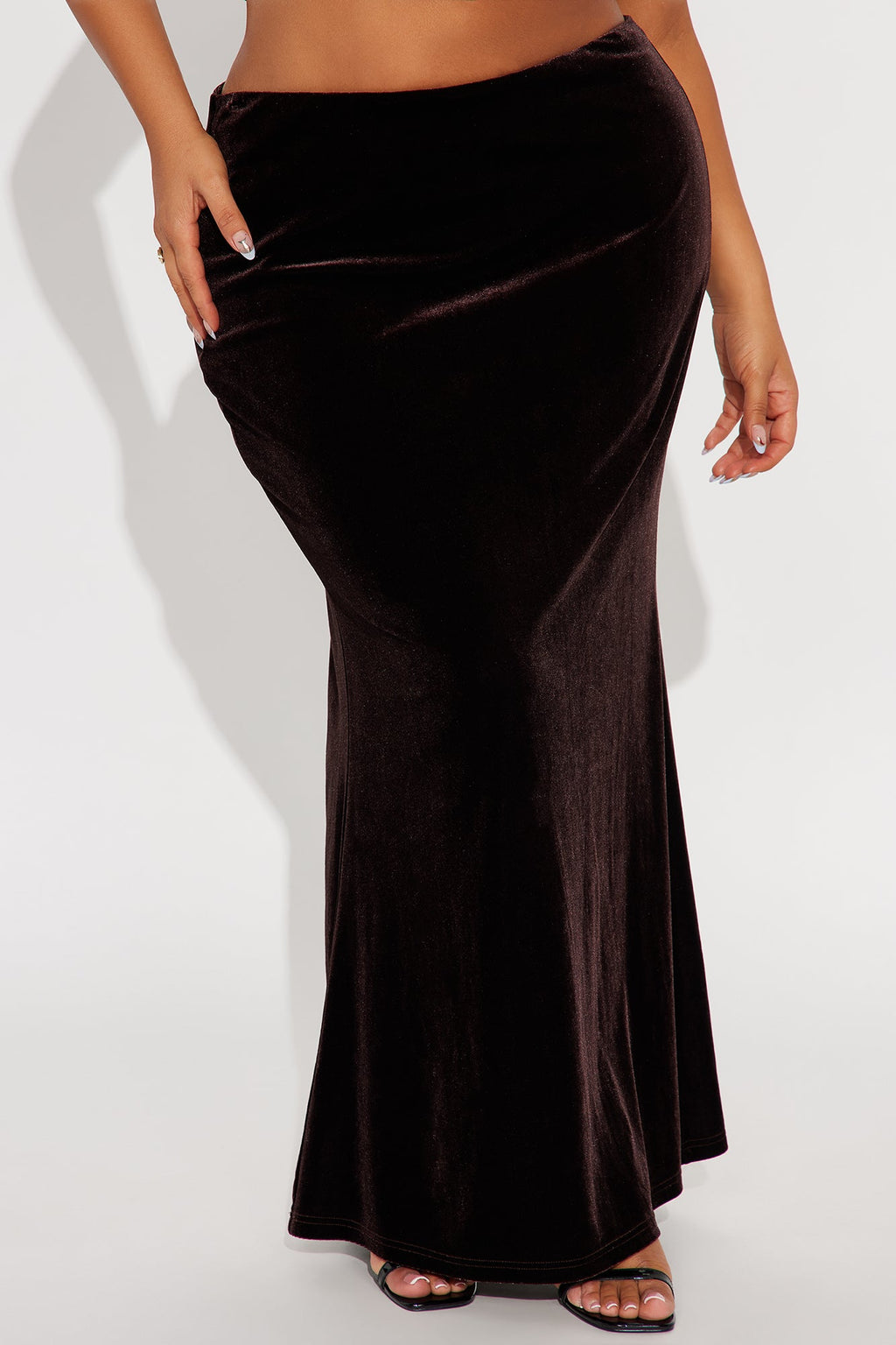 Ramona Velvet Mermaid Maxi Skirt - Chocolate
