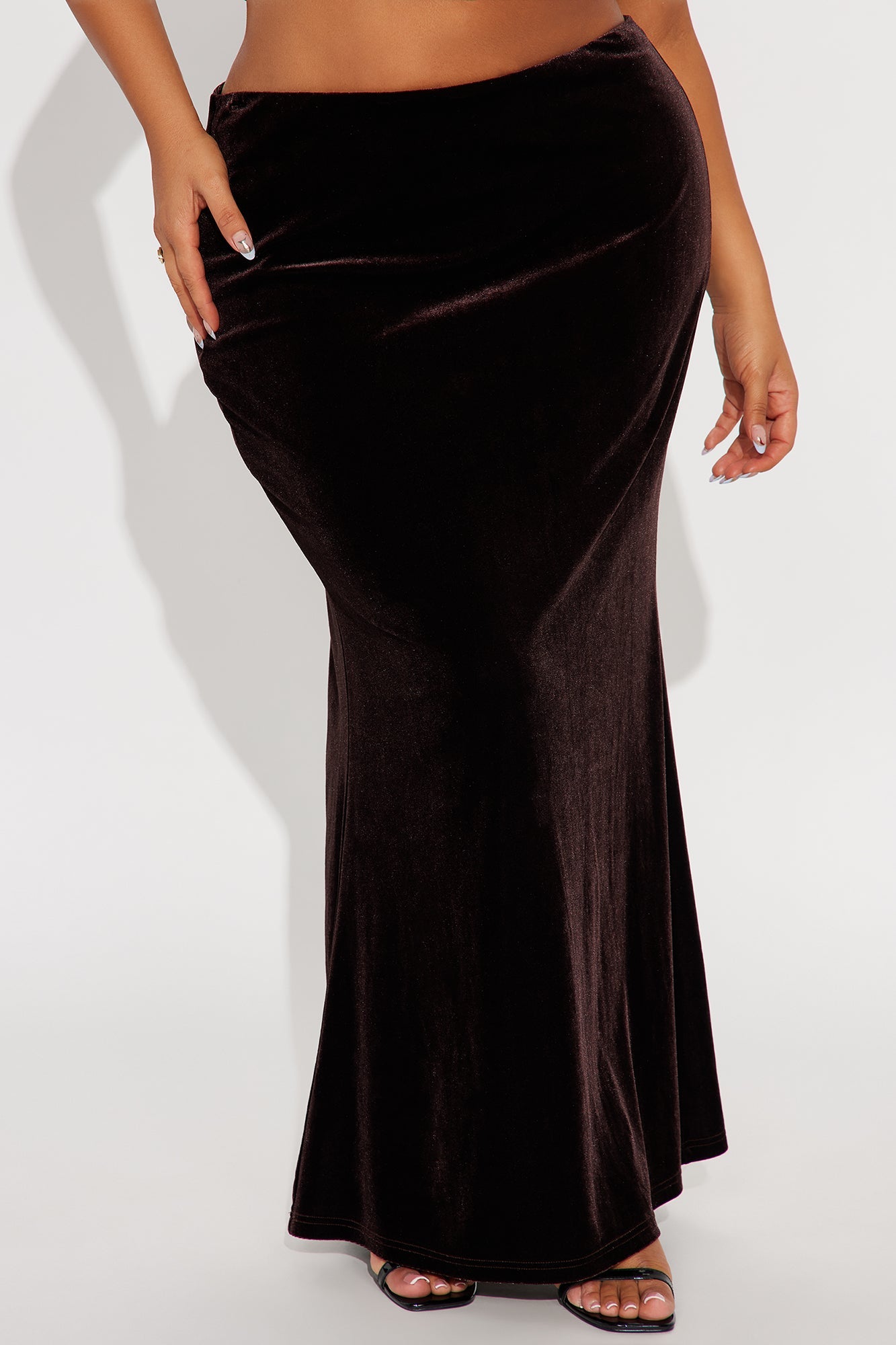 Ramona Velvet Mermaid Maxi Skirt - Chocolate