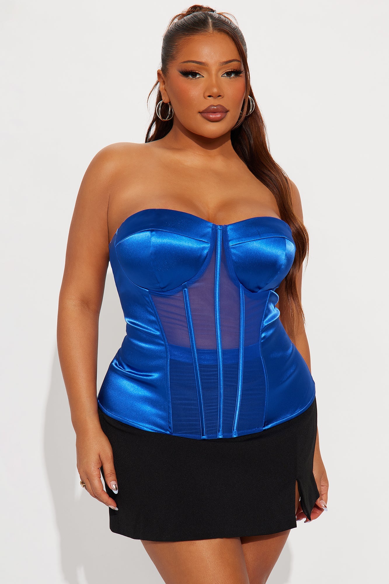 Call You Later Satin Corset Top - Royal