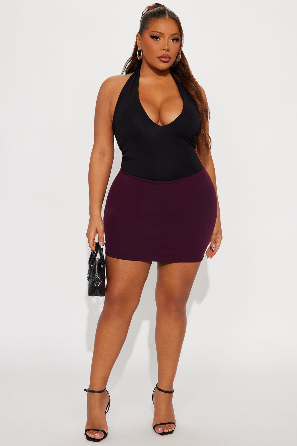 Mia Crepe Micro Mini Skort - Burgundy 