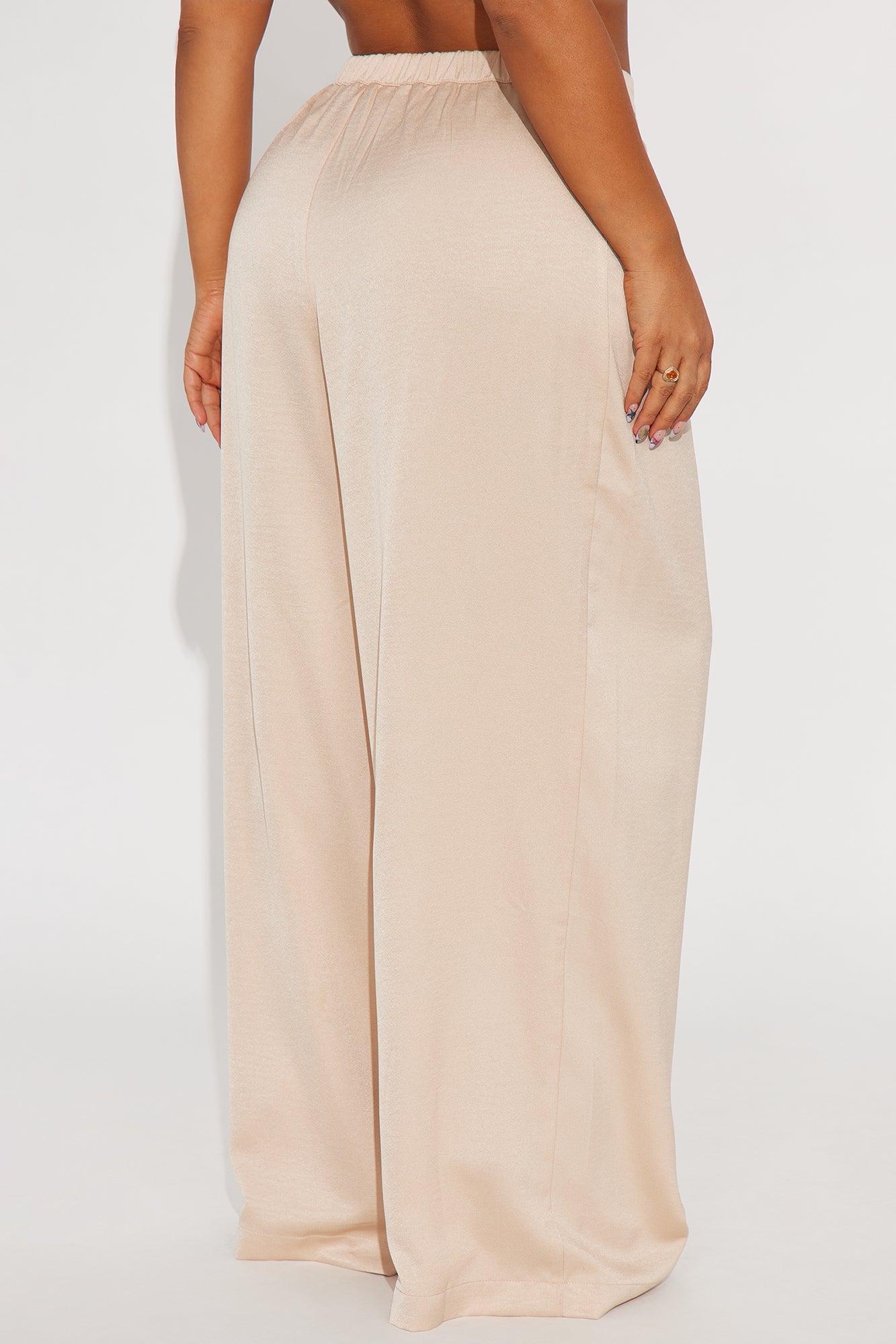 Stella Satin Wide Leg Trouser Pant 33 - Champagne