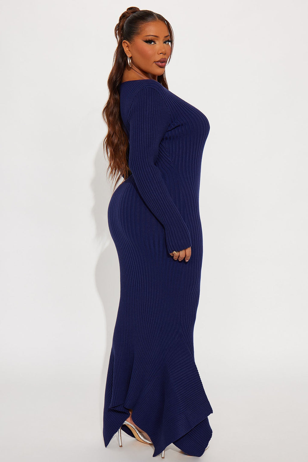 Kaylie Sweater Long Sleeve Maxi Dress - Navy