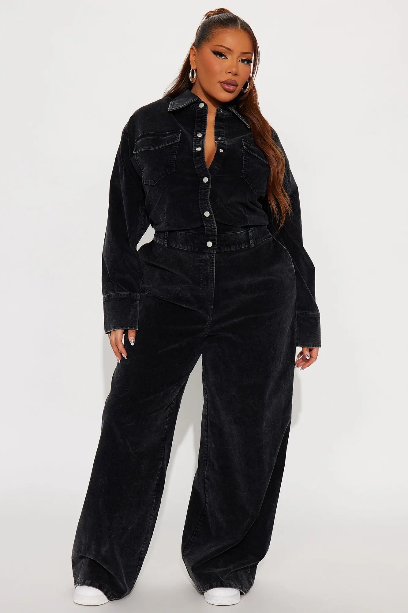 Ready For Anything Washed Corduroy Jumpsuit - Black 