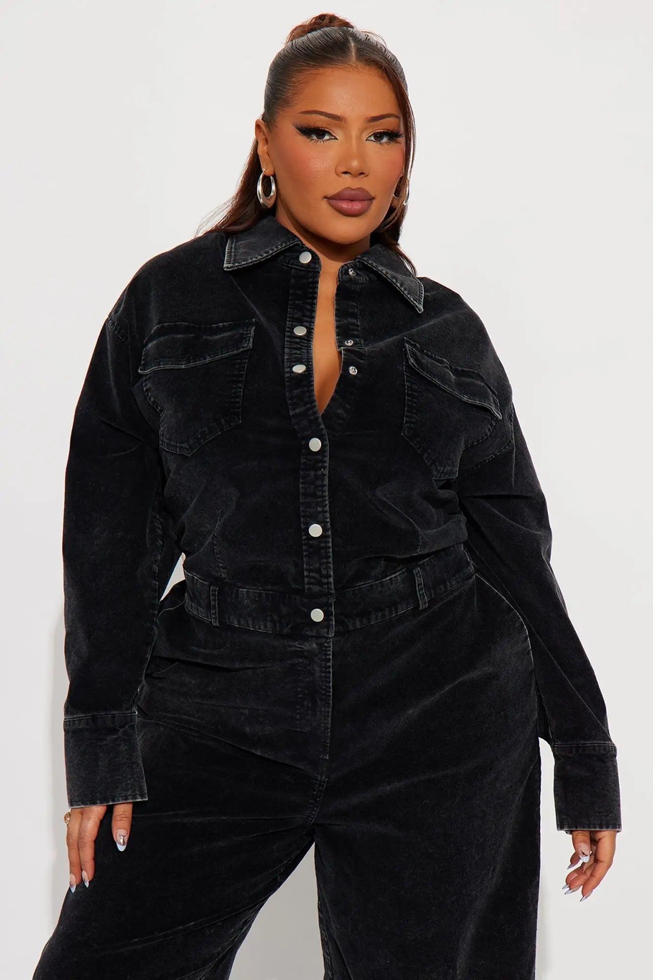 Ready For Anything Washed Corduroy Jumpsuit - Black 