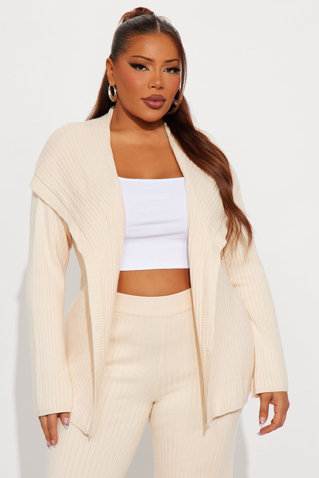 Emma Off Shoulder Sweater Pant Set - Cream 